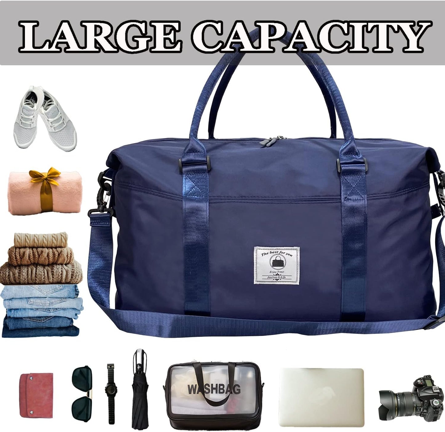 Travel Duffle Bag, Waterproof Sport Tote Gym Bag for Women Men, Overnight Weekender Carry On Bag