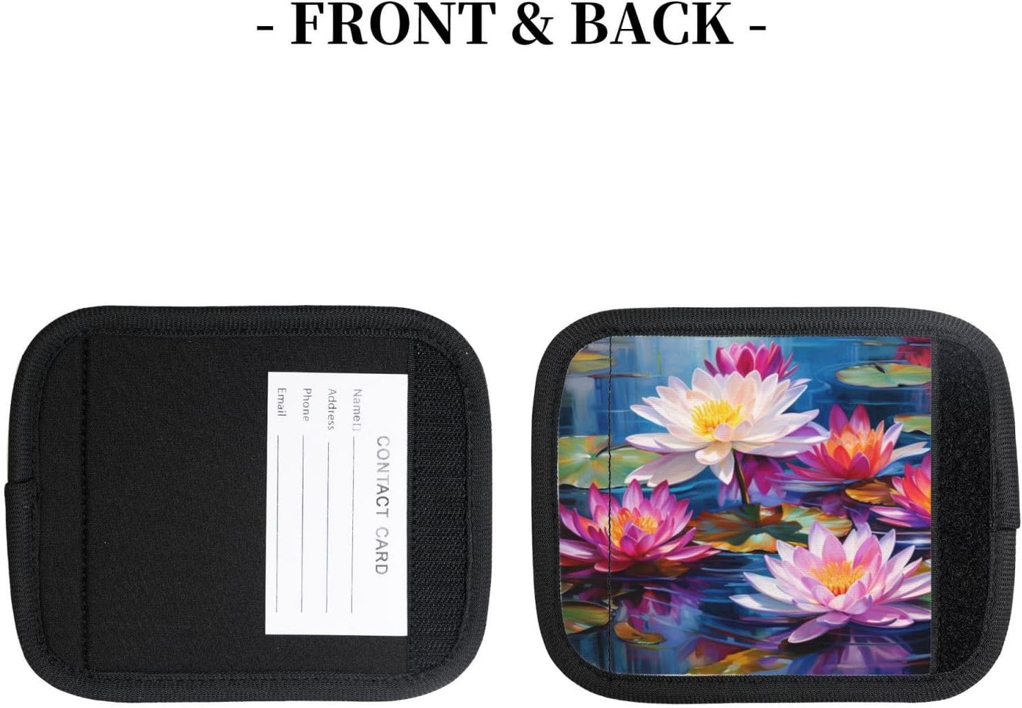 Luggage Handle Wraps Lotus Art Painting Flowers Luggage Identifiers Soft Neoprene Luggage Handle Wraps For Suitcase Trolley Handle Grip Cover 2 Pack Luggage Tags
