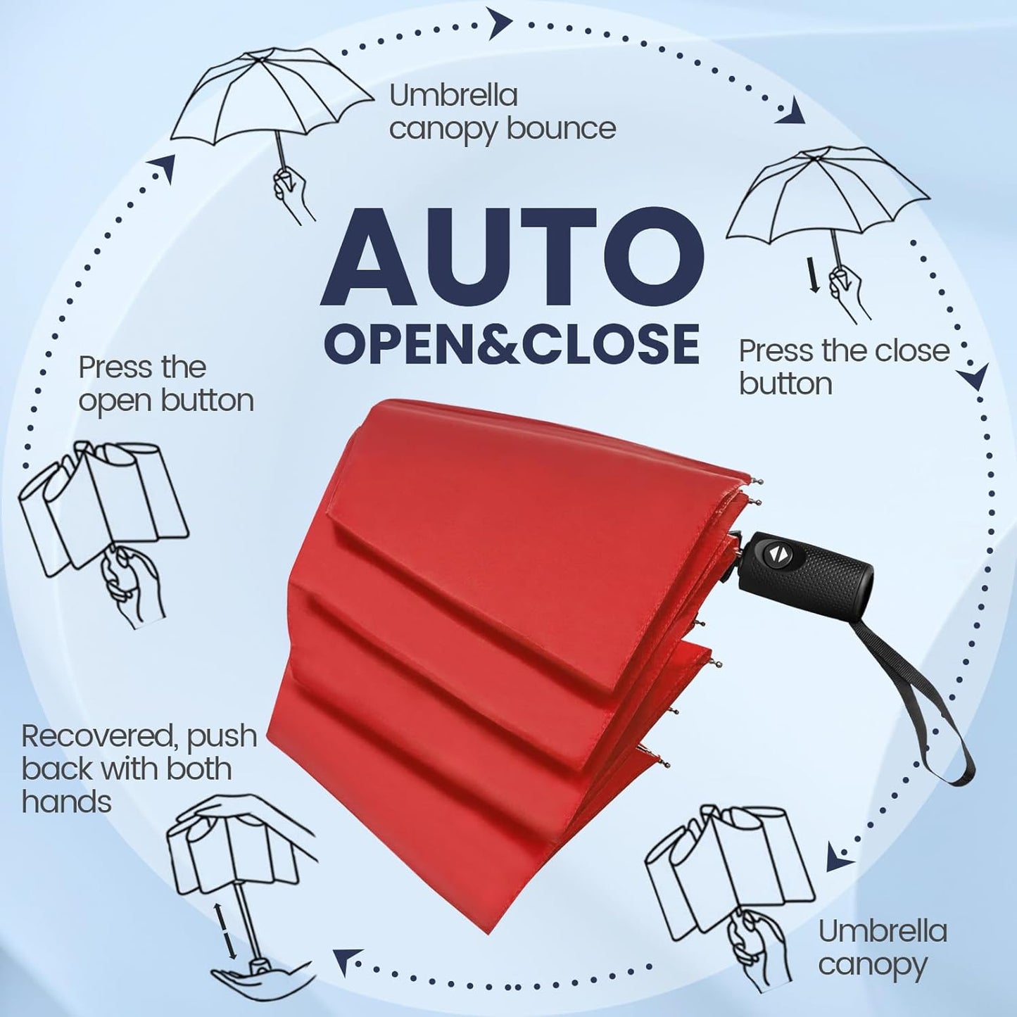ZOMAKE Travel Umbrella Windproof 45 Inch, Small Umbrella Compact Portable Collapsible for Rain, Automatic Folding Lightweight Packable Paraguas for Women Men