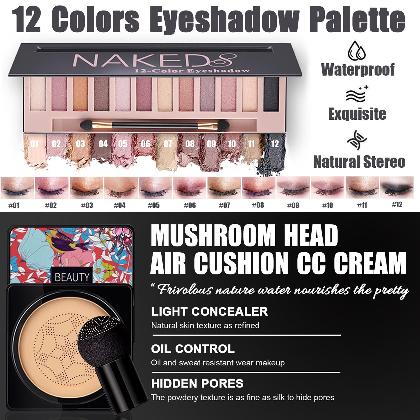 All in One Makeup Kit for Women Full Kit, Make Up Gift Set for Women Teens Girls, Includes Eyeshadow Foundation CC Lipstick Mascara Brush Sponge Brow Powder Soap Eyeliner Primer Contour Cosmetic Bag