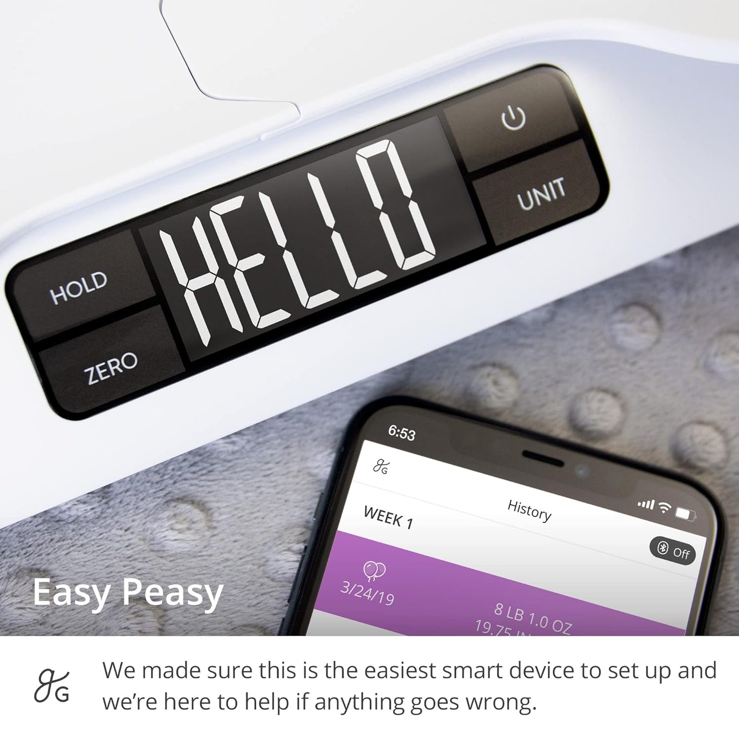 Greater Goods Smart Connected Baby Scale for Infants, Toddlers, and Pets – Digital Bluetooth Baby Weighing Scale with High Accuracy and Easy-to-Read Display