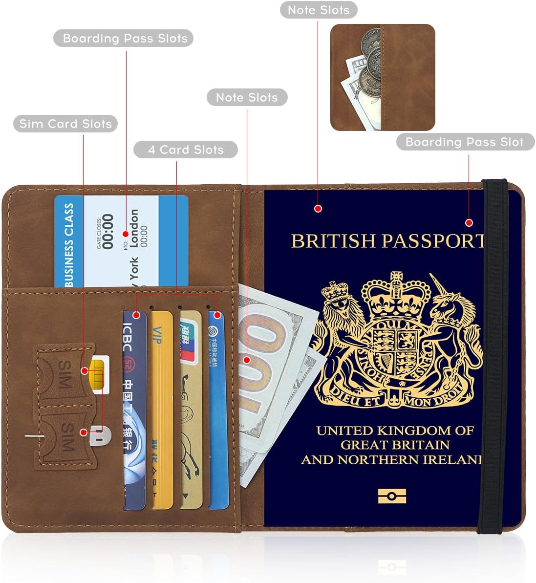 ILIYAH-Passport Cover-Passport Holder Travel Wallet-RFID-Blocking Passport Case Travel Accessories Card Holder Wallet Unisex Travel Gifts（Brown）