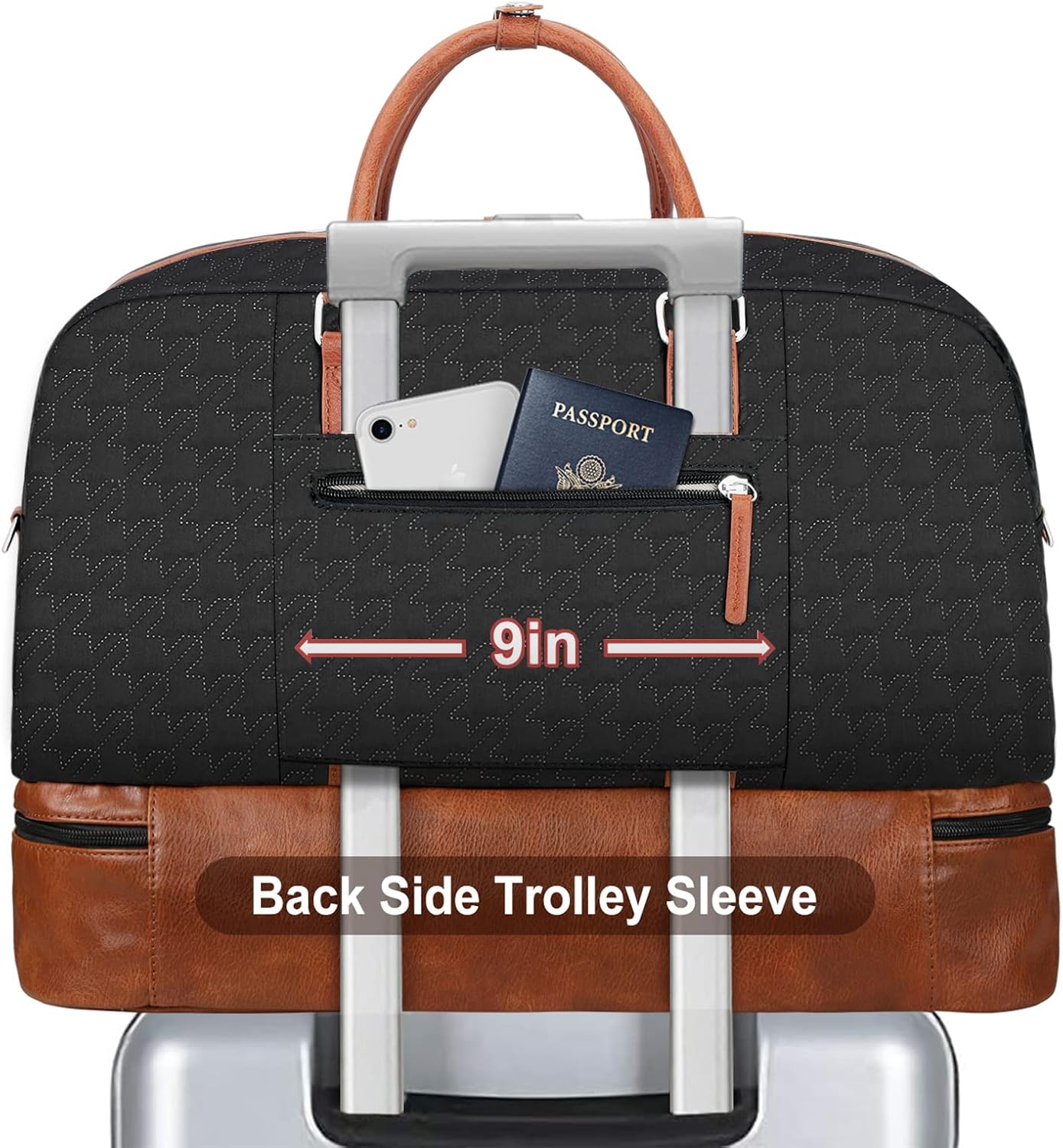 Weekender Bag for Women, Large Overnight Bag Canvas Travel Duffel Bag Carry On Tote with Shoe Compartment 21" 3Pcs Set