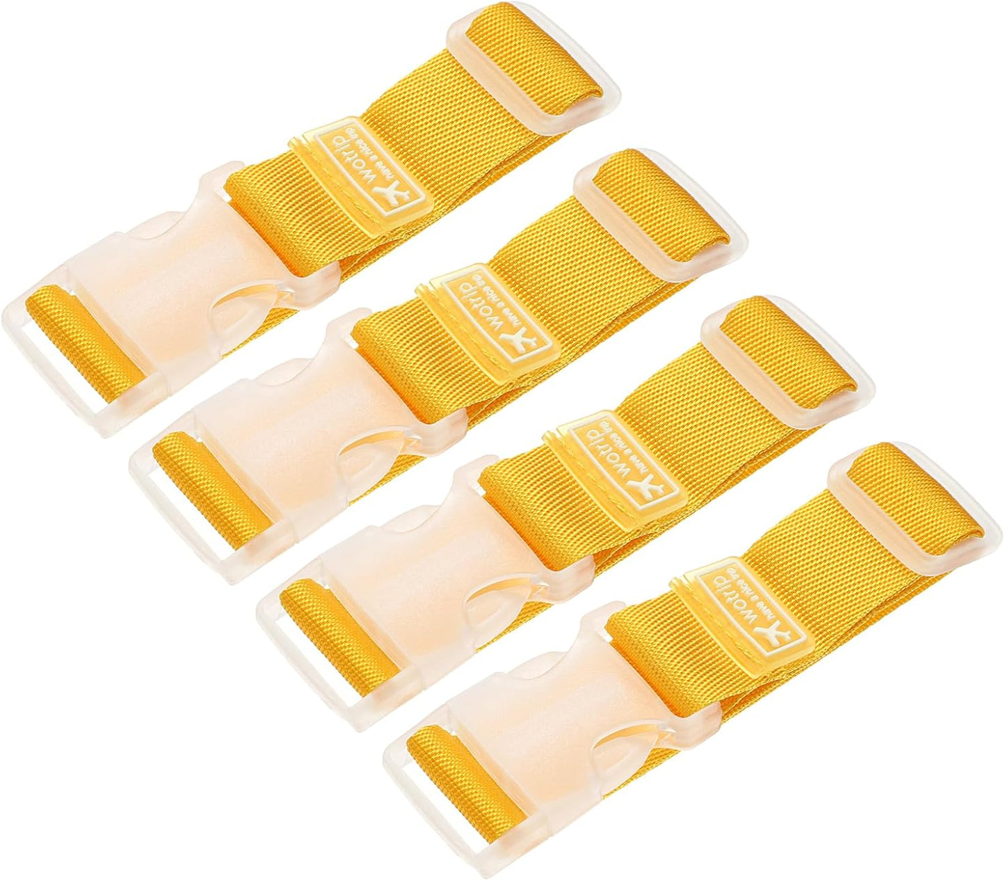 uxcell 4Pcs Add A Bag Luggage Strap, 4-12 Inch Adjustable Suitcase Belt Travel Accessories, Luggage Connector for Carry-on Baggage, Yellow