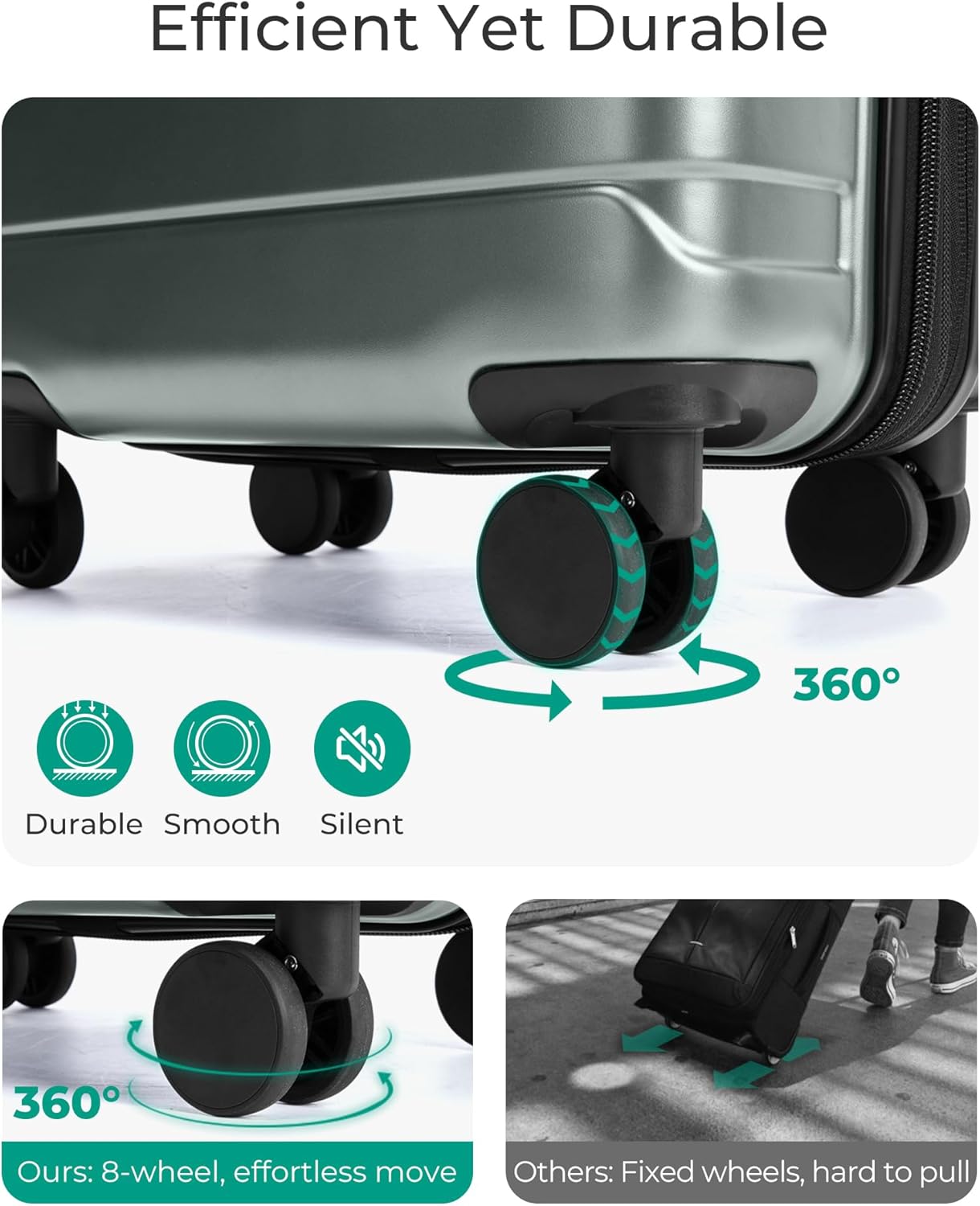 BAGSMART Carry On Luggage 22x14x9 Airline Approved with Spinner Wheels,Lightweight 20 Inch Luggage with TSA Lock,Expandable Hard Shell Carry On Suitcases for Men Women,Olive