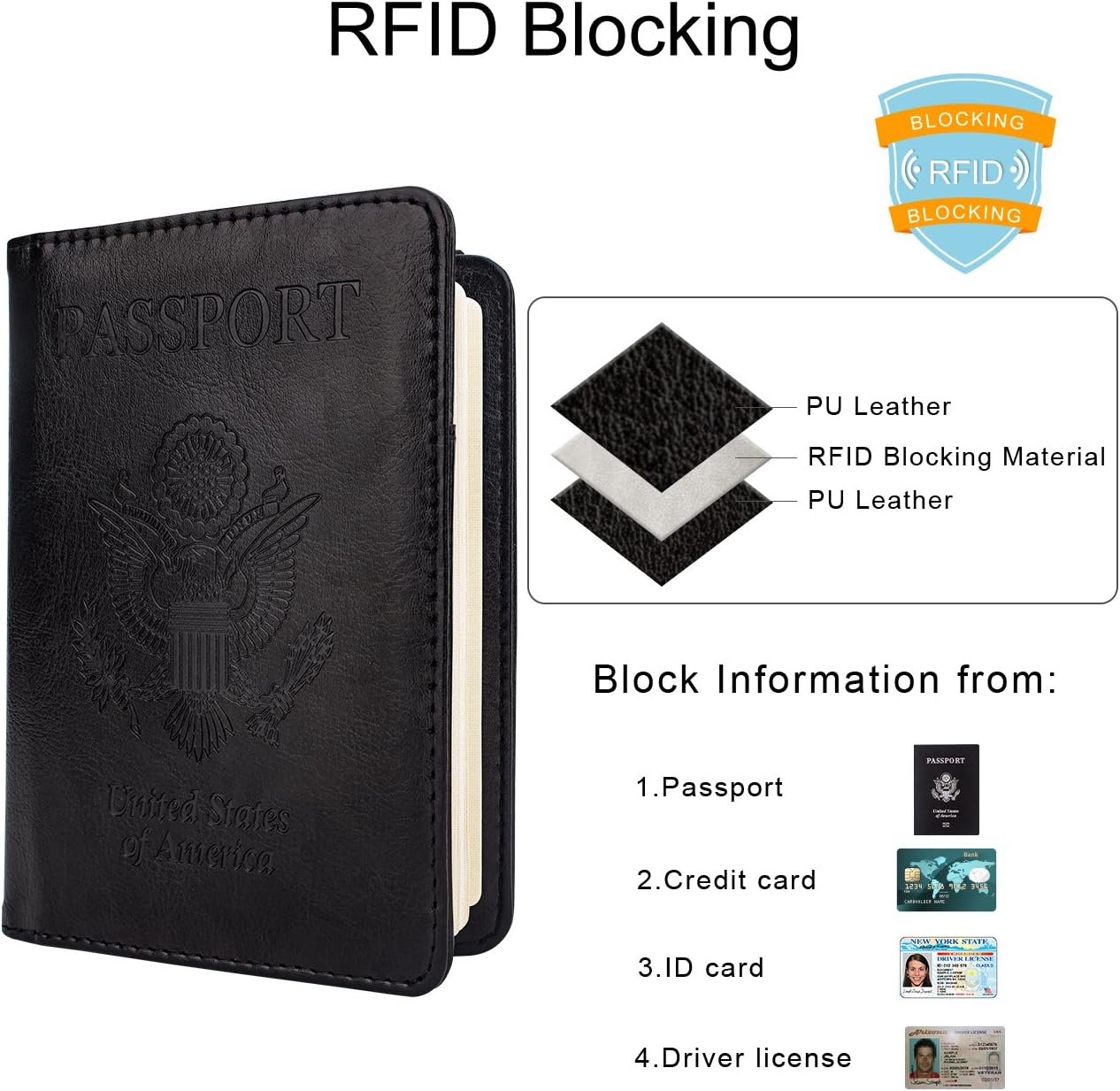 WALNEW 2 Packs Passport Holder for Travel, RFID Passport Cover Wallet for Women Men, PU Leather Passport Book Card Holder Case with Pen, Travelling Essentials for Flying