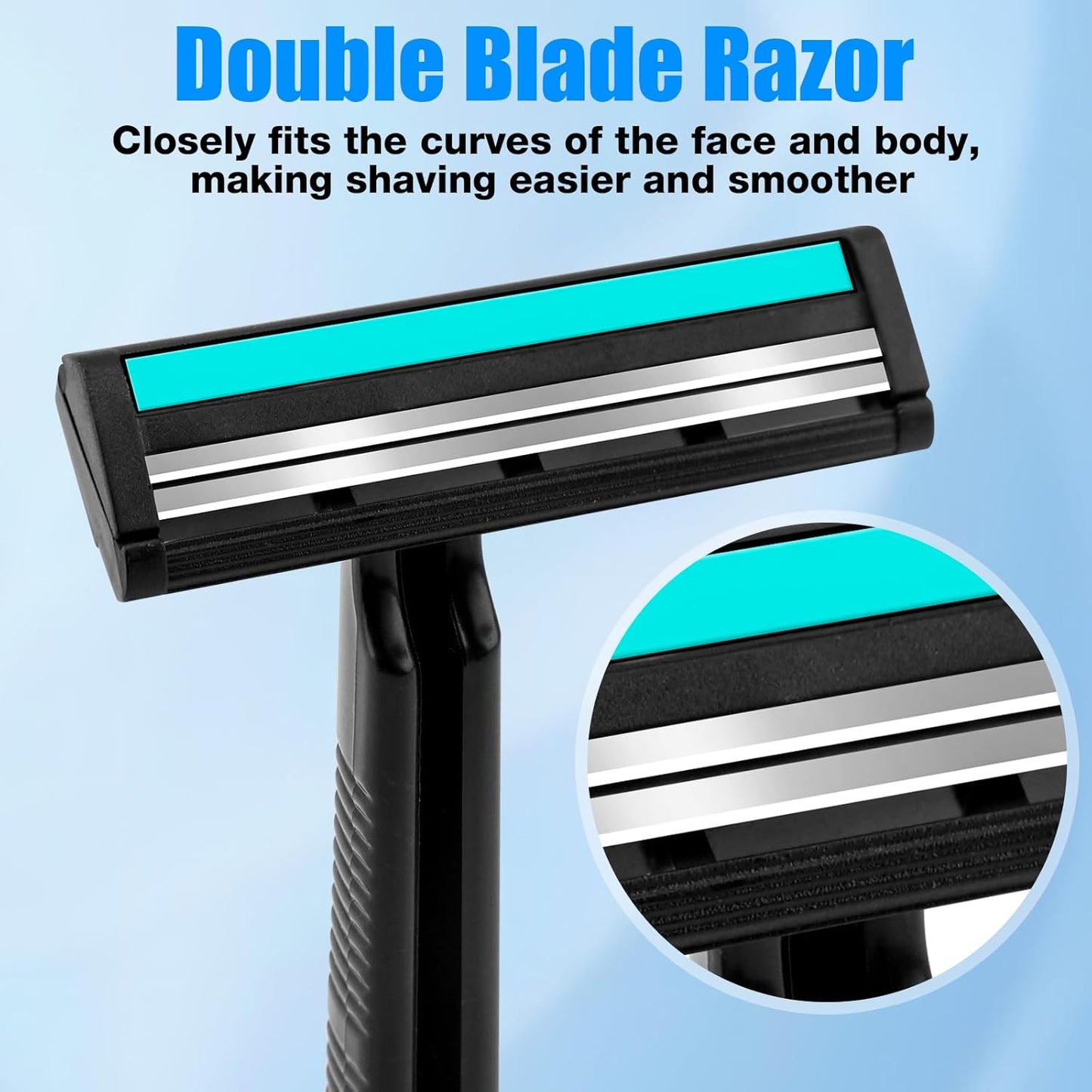 Disposable Razors Bulk for Men 500 Pack, Homeless Supplies Bulk, Twin Blade Mens Safety Travel Supply Shaving Razor, Face Beard Body Shavers for Hotel Camping Bathing (Black)