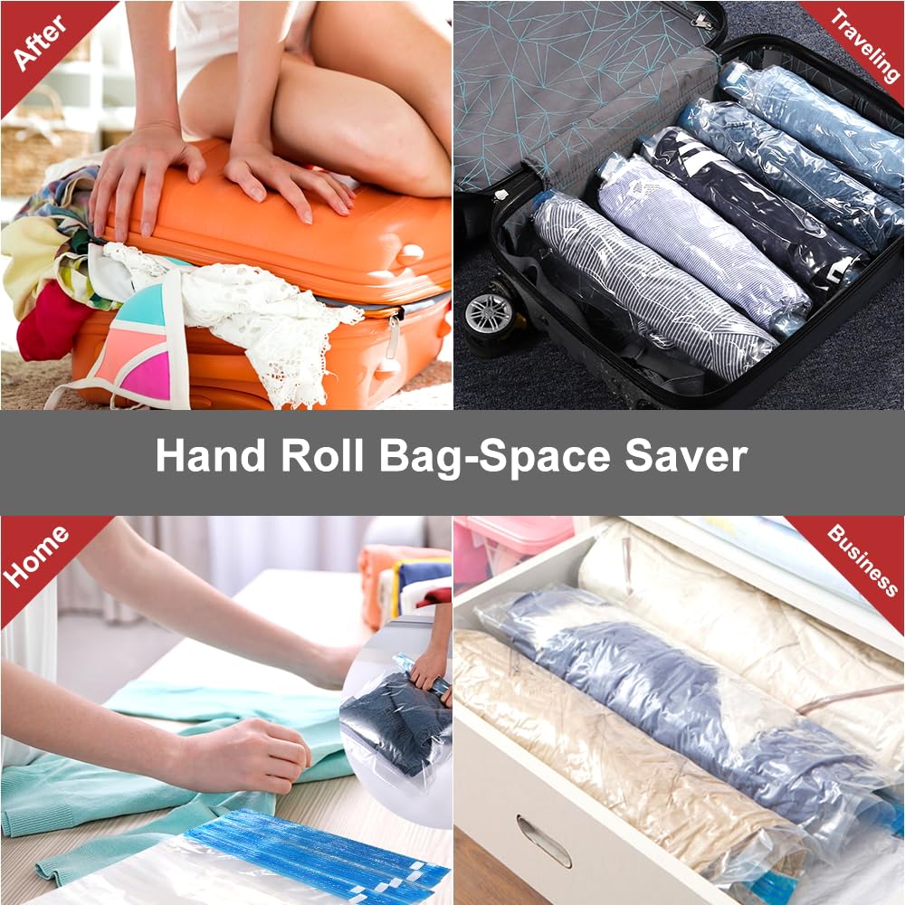ALMING Compression Bags - Travel Essentials - 12 Pack Space Saver Bags - No Vacuum Pump Or Air