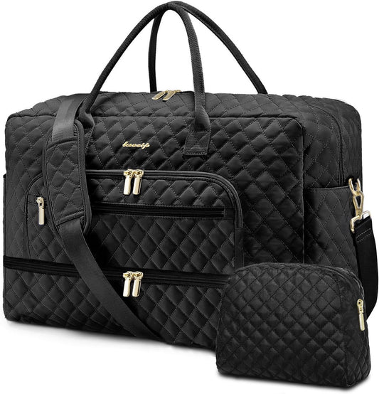 Travel Duffle Bag Weekender for Women - 38L Carry-On Overnight Personal Item Bag with Shoe Compartment & Wet Pocket Weekend Tote Bags with Toiletry Hospital Bags for Labor and Delivery