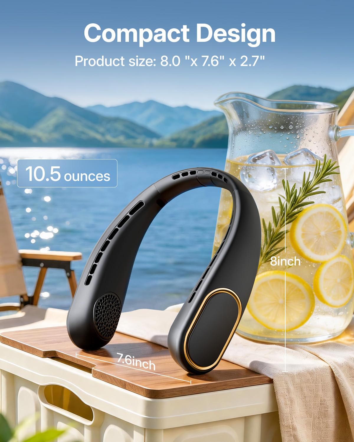 SHEWIND Portable Neck Fan - 5000mAh Rechargeable Hands-Free Wearable Fan | 4 Speeds, Bladeless &