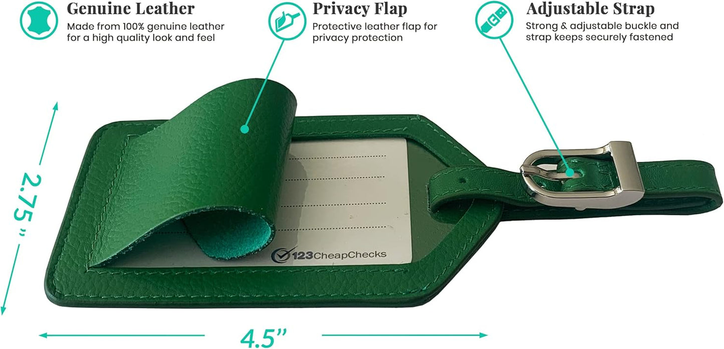 Personalized Monogrammed Emerald Green Leather RFID Passport Wallet and 2 Luggage Tags