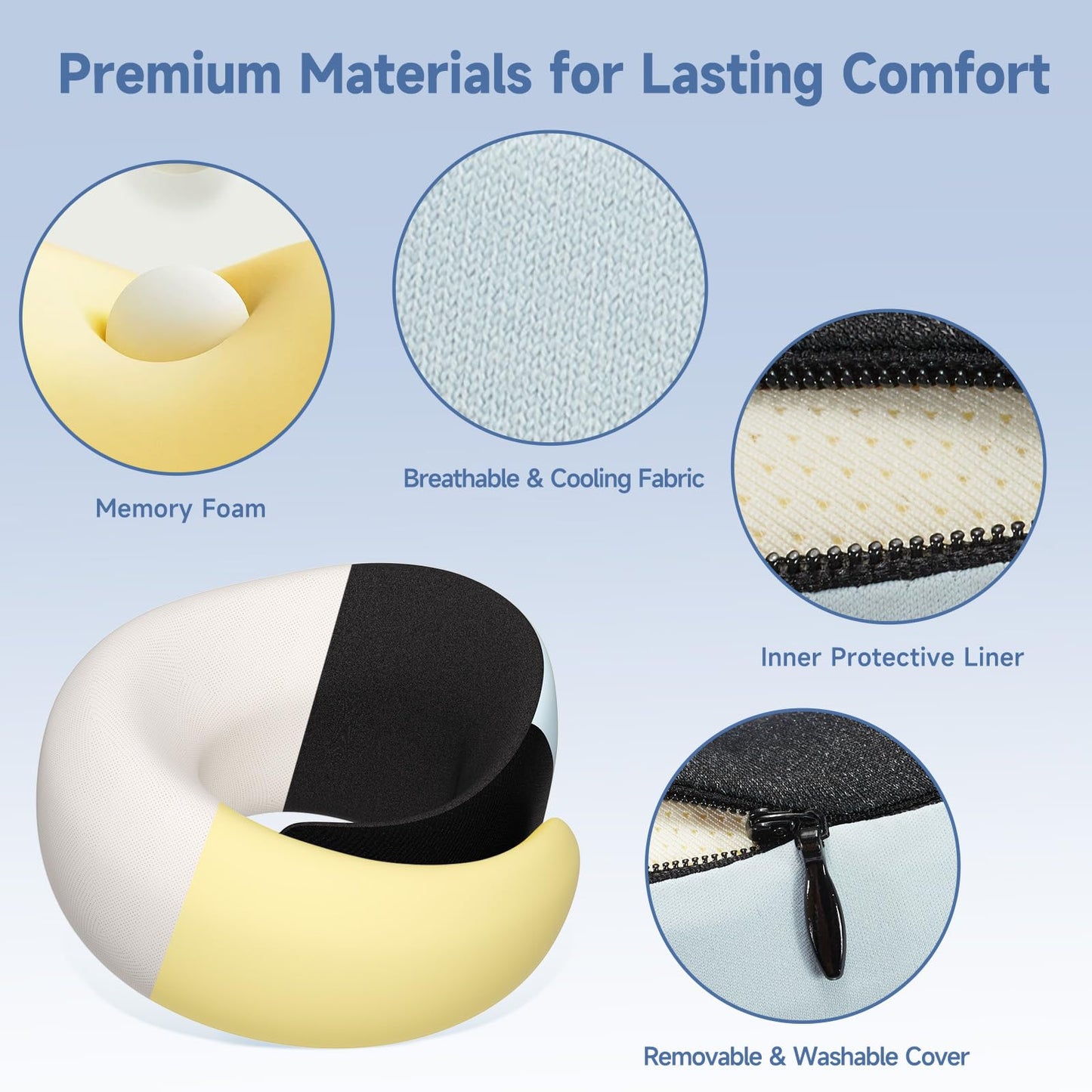 Travel Pillow for Airplanes, Memory Foam Airplane Neck Pillow for Train