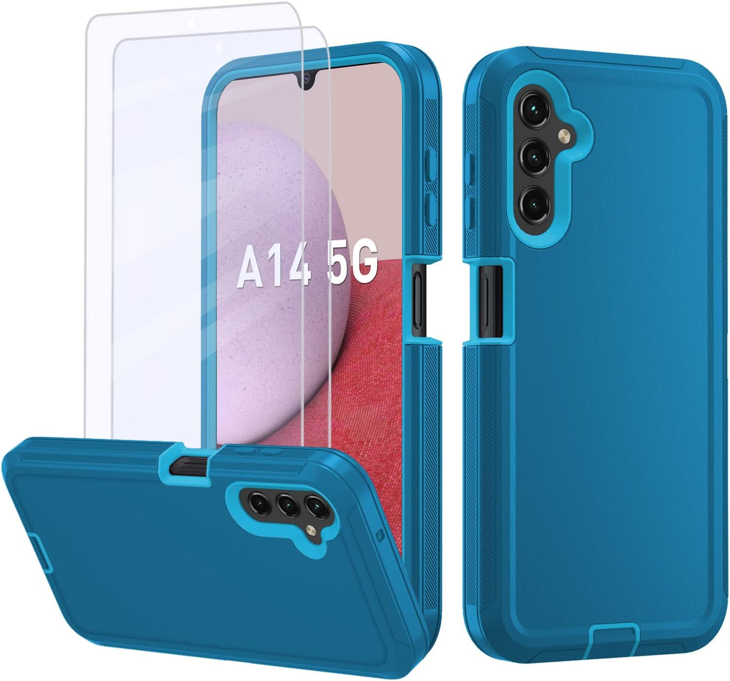 for Samsung Galaxy A14 5G case,A14 5G Heavy Duty case,[Military Grade Protective ][Shockproof] [Dropproof] [Dust-Proof], Compatible with Galaxy A14 5G (Lake Blue)