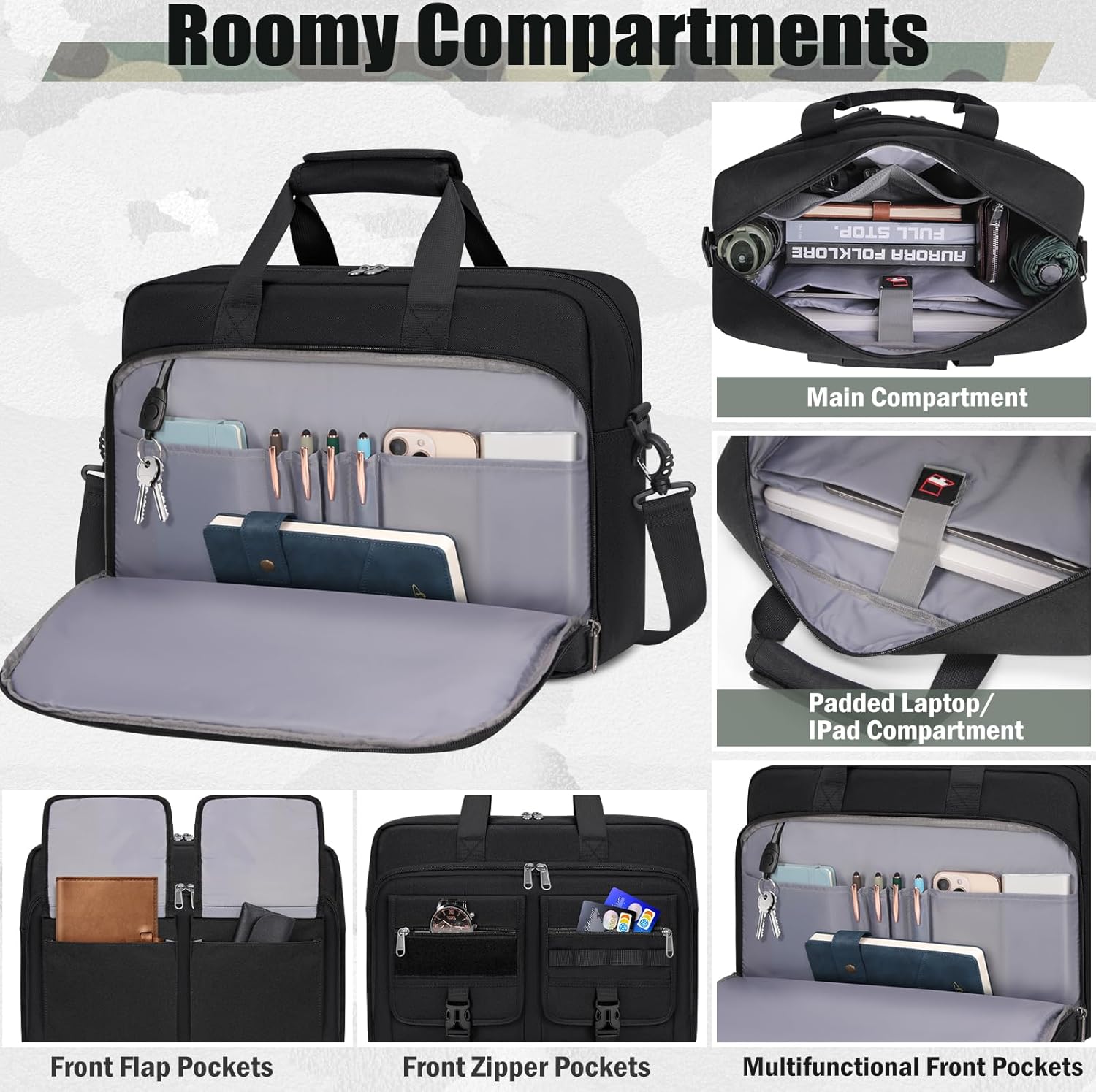 RAINSMORE Tactical Laptop Bag 15.6/17.3 Inch Laptop Briefcase Men Business Computer Bag Military