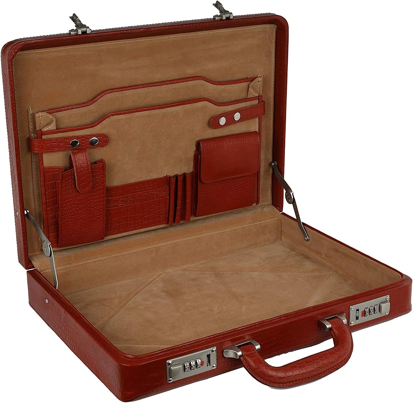 Full Grain Leather Briefcase Attache Case For Unisex Size L17xW3xH12 Inches Briefcase Bag