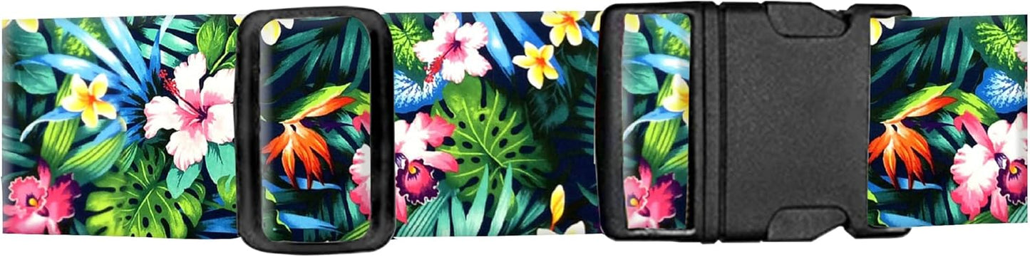 Luggage Straps for Suitcases, Adjustable Travel Belt, Durable Wide Luggage Strap, Cute Suitcase Strap Identifiers with Buckle, Bag Straps for Luggage, Colorful Leaf and Flowers