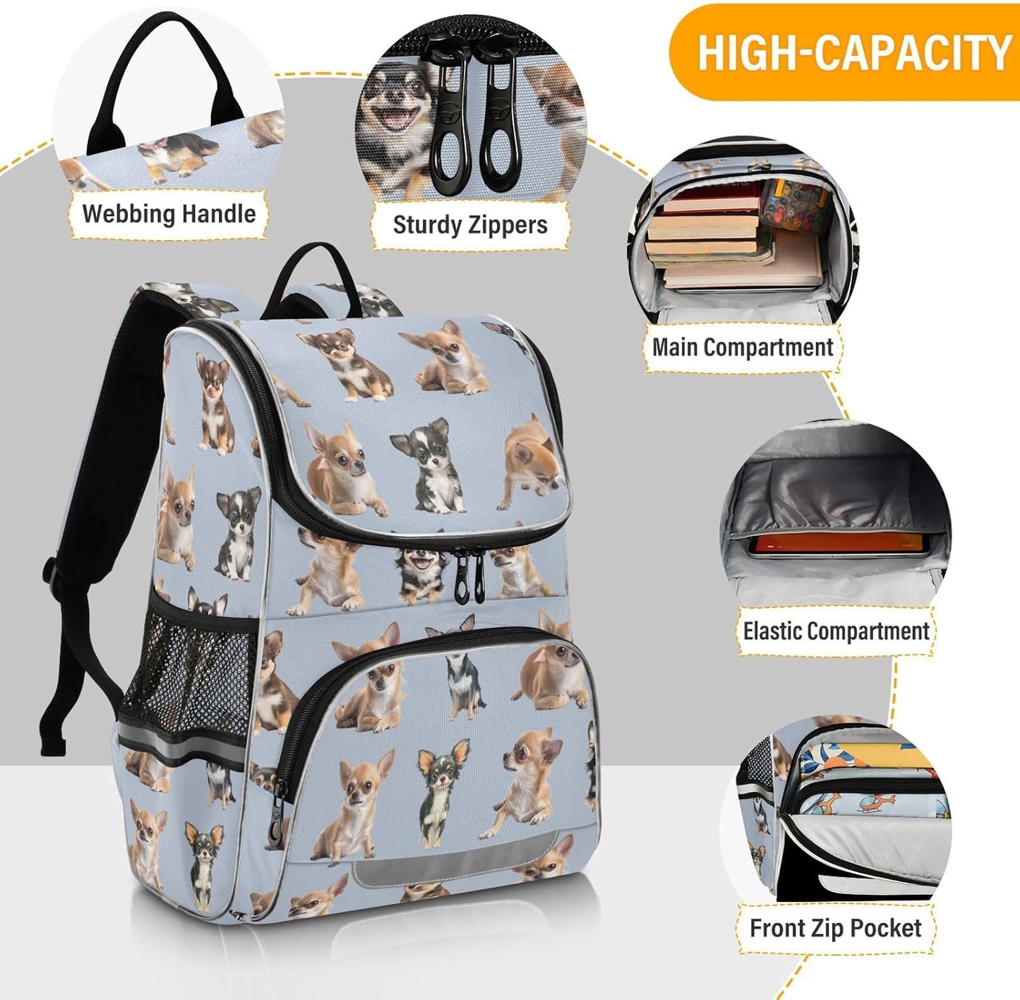 Chihuahua Dog Cute Backpack For Girls Kids Backpack Boys Teen School Bag Bookbag Travel Daypacks