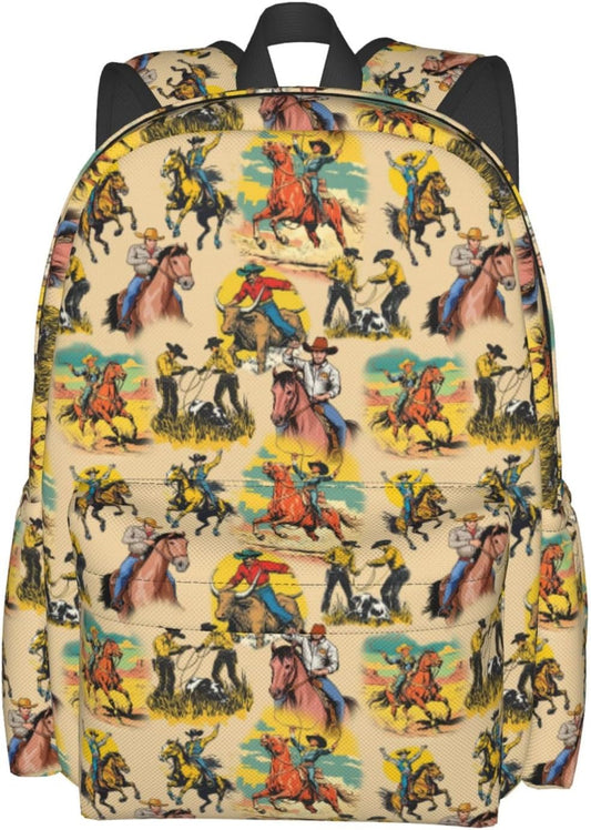 Western Backpack School Bag Lightweight Bookbag Laptop Travel Daypack For Kids Girls Boys Teens