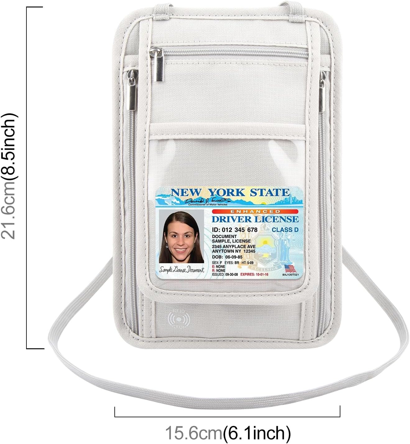 Travel Neck Wallet with RFID Blocking Passport Holder, RFID Blocking Stash Neck Wallet, Neck Storage Bag for Keeping Credit Cards & Travel Documents Safe & Small Change (Ash Gray)