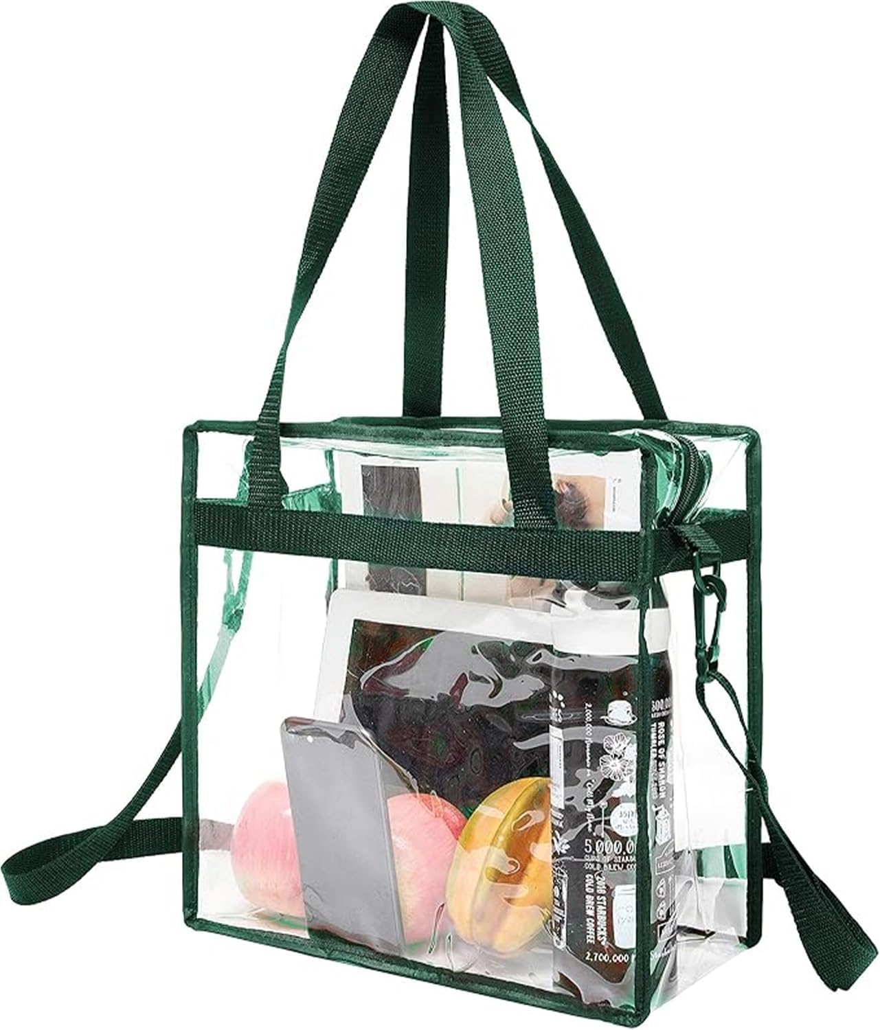 BAGAIL Clear Bags 12x6x12 Stadium Approved Clear Tote Bag with Zipper Closure Crossbody Shoulder Bag with Adjustable Strap