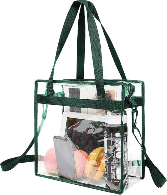 BAGAIL Clear Bags 12x6x12 Stadium Approved Clear Tote Bag with Zipper Closure Crossbody Shoulder Bag with Adjustable Strap