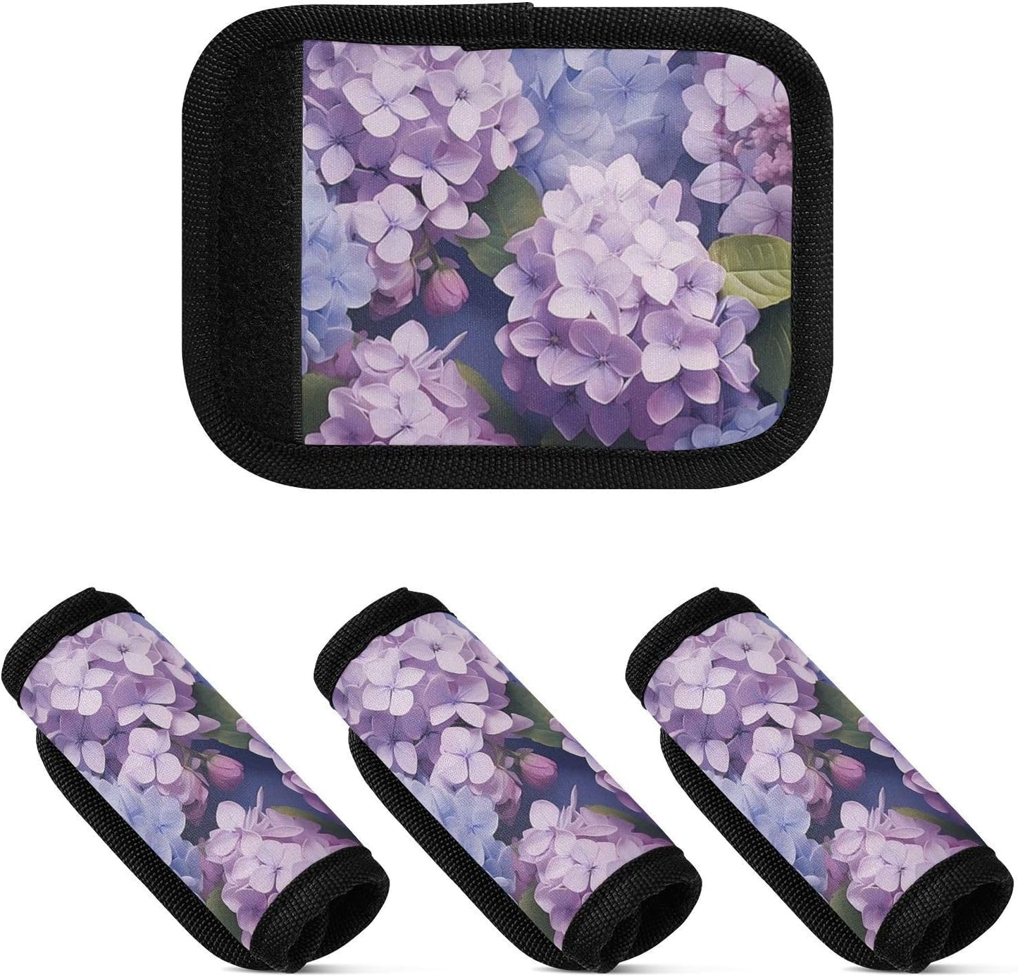 2Pcs Luggage Handle Wrap Suitcase Identifier Handle Covers Tags Soft Travel Bags Luggage Handle Gripper Accessories for Airplane Flying Colorful Hydrangea