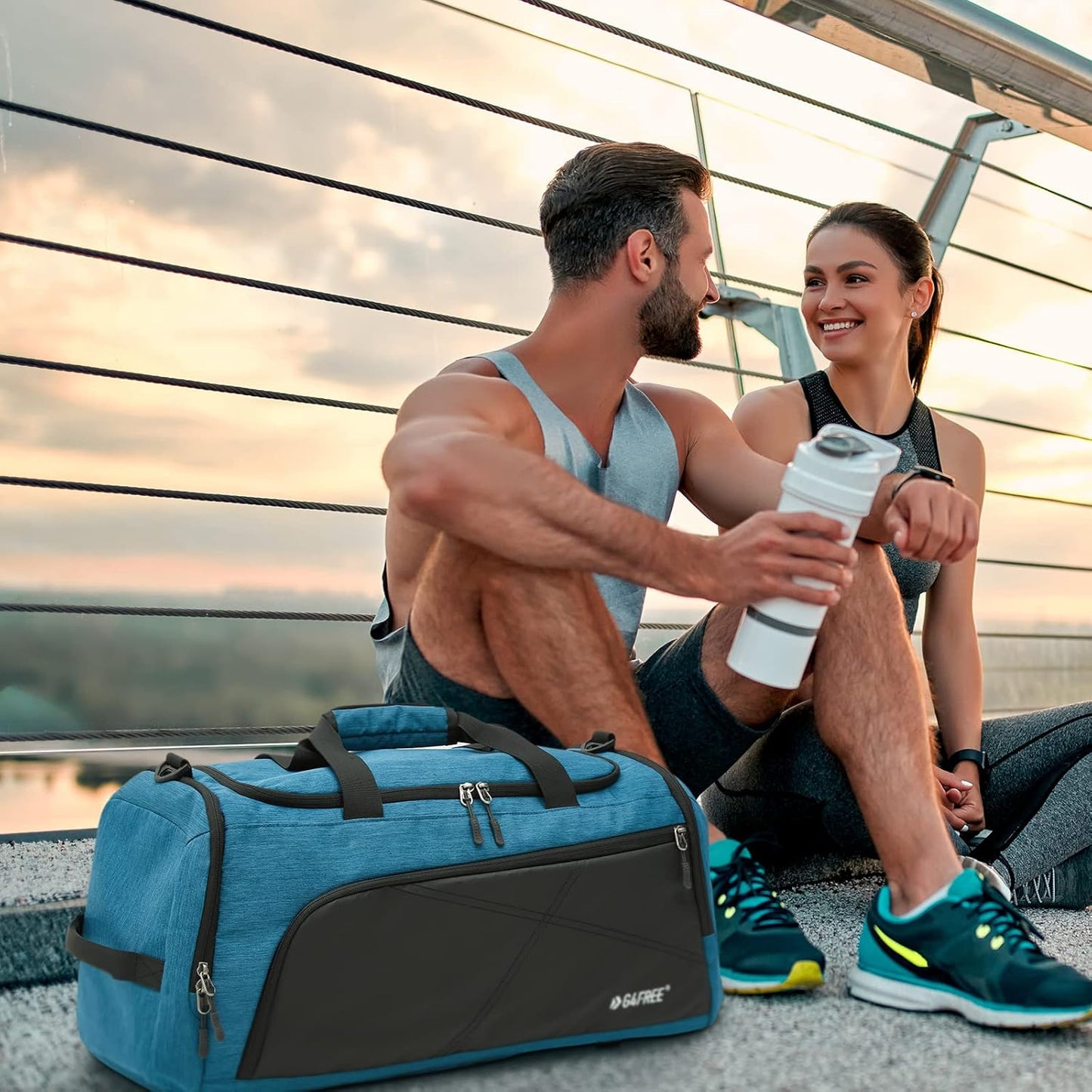 G4Free 45L/60L 3-Way Duffle Backpack Gym Bag with Wet Pocket & Shoes Compartment Sports Travel Weekender Overnight Duffel Bag