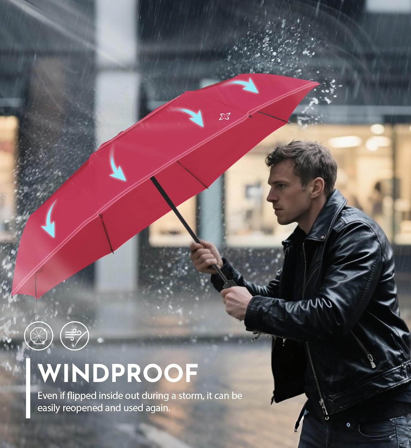 Compact Travel Windproof Umbrella, 43" Auto open/close Folding Quick Dry Umbrellas for Rain, Lightweight Portable Small for Backpack Car, less force to Fold for Women Men Kids, TSA Approved