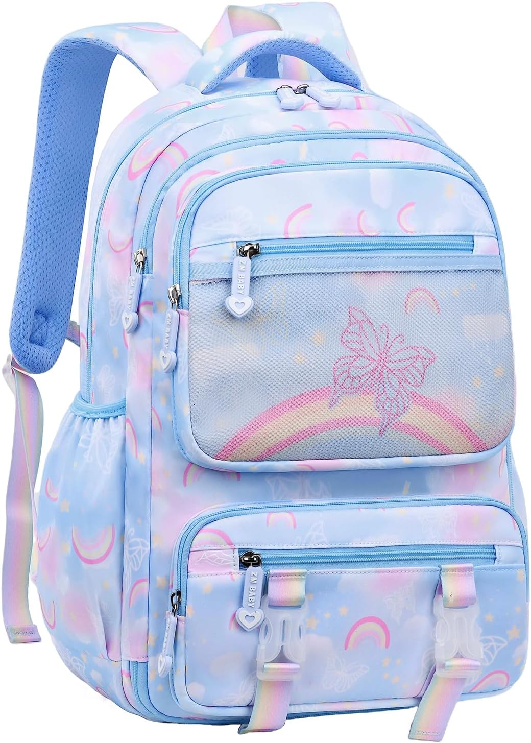 Kids Backpack for Girls Cute Rainbow Butterfly Backpacks for Teen Girls Age 8-12 Kindergarten Elementary Bookbag,Bule