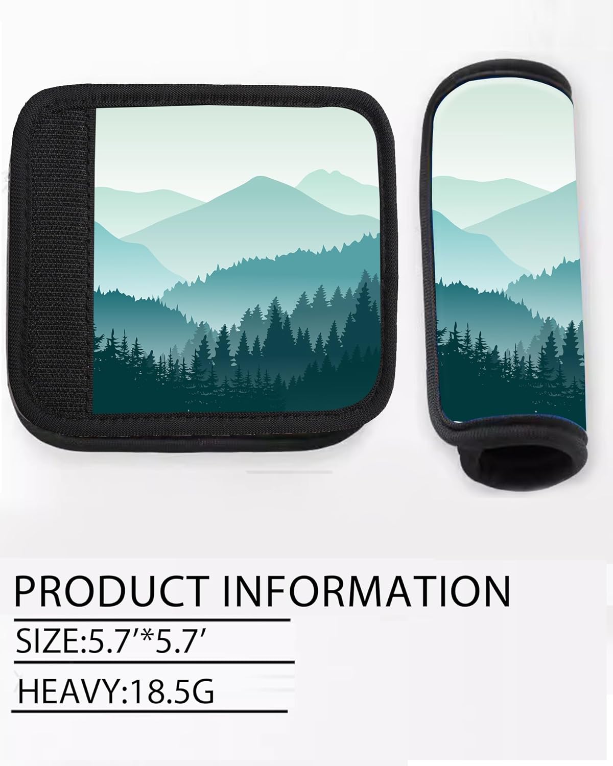 2 Pack Luggage Handle Wrap Travel Tags - Set of Luggage Tags for Suitcases, Identifiers, Marker, and Handle Covers - Cruise Accessories and Travel Gifts（Beautiful Green Mountain