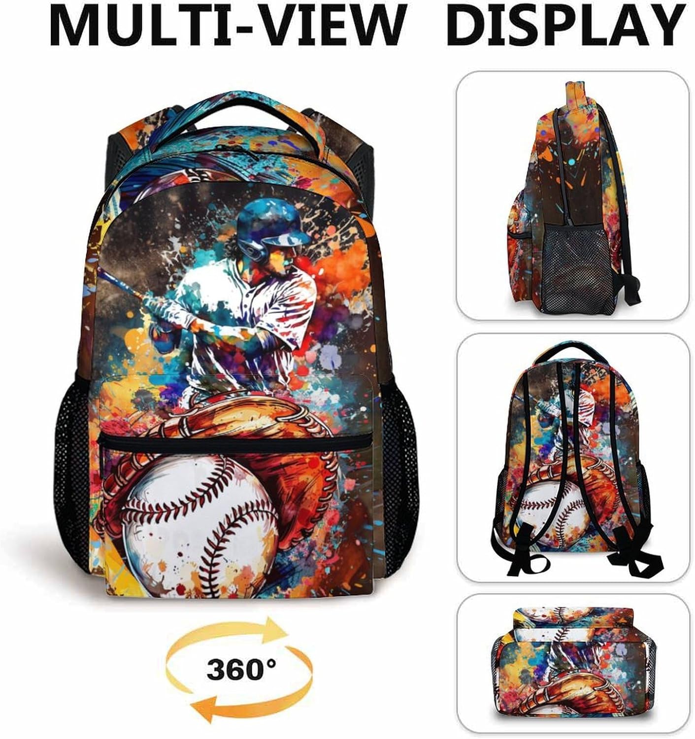 Kids Backpack for Boys, Baseball Backpacks Gifts for Children Students, 17'' Lightweight Baseball