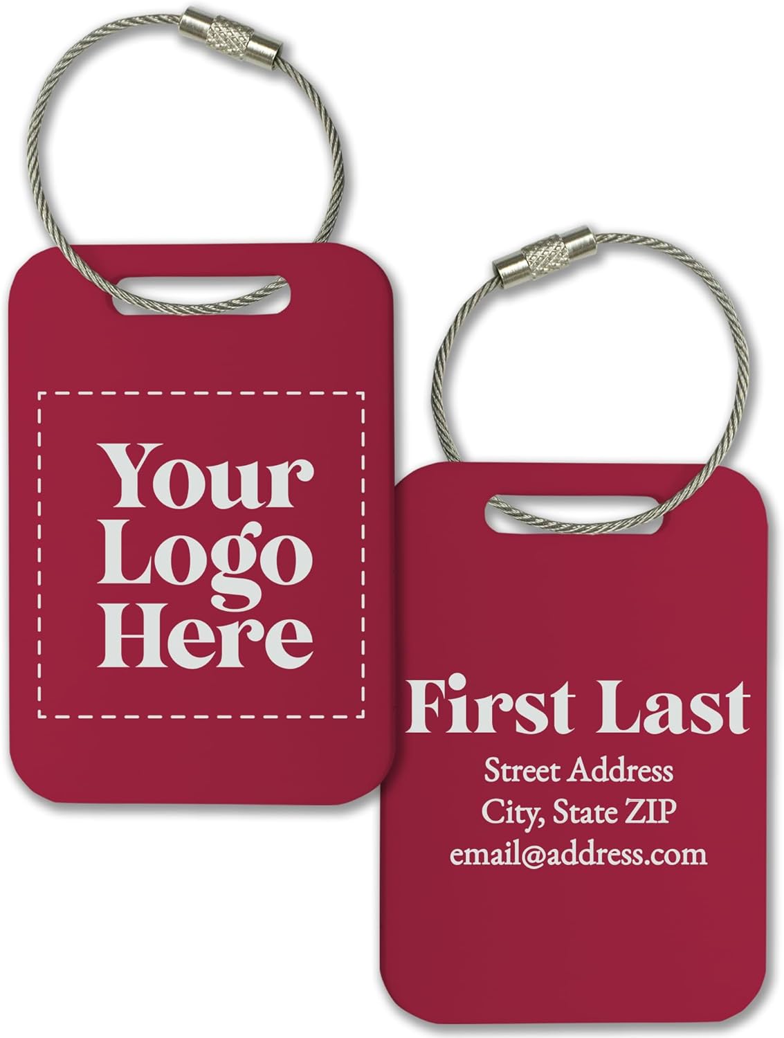 Personalized Logo Name Tag for Luggage (3 or 6 Count Pack) | Custom Tag for Suitcase | Acrylic Name Tag for Travel | Choose Your Font & Color | Backpack ID Label (Logo, Magenta)