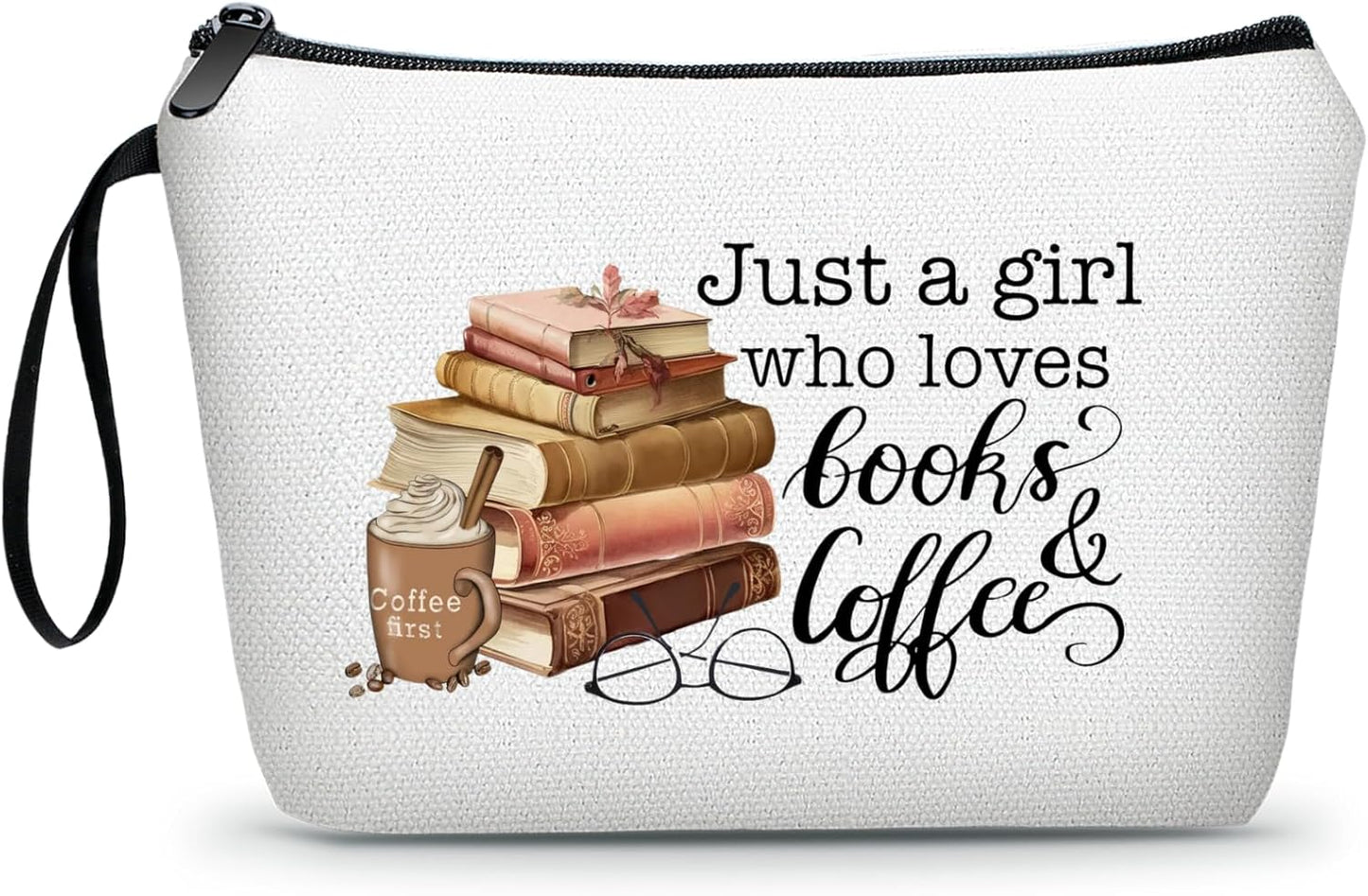 Friend Birthday Gifts for Women Teacher Reader Coffee Lovers Travel Cosmetic Make Up Bags for Daughter Female