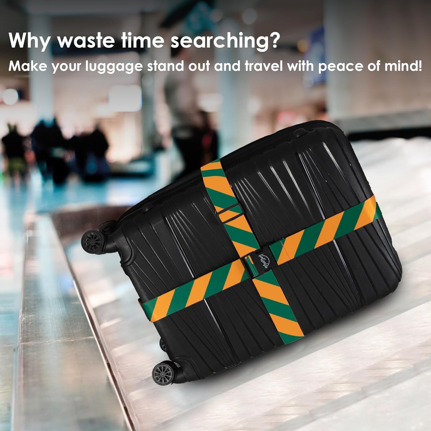 Adjustable Luggage Straps for Secure Travel,TSA Approved Heavy Duty Suitcase Belts with Quick-Release Buckle,Durable Travel Straps for Luggage Protection and Easy Identification 3 Pack (Orange Green)