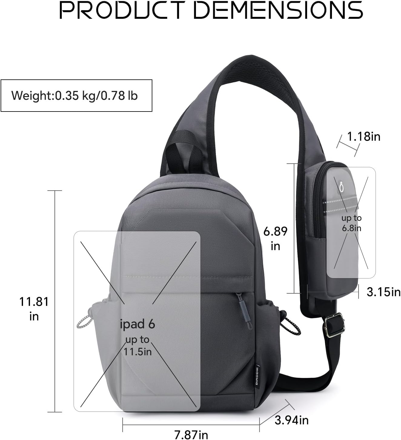 Crossbody Sling Bag Casual Shoulder Hiking Backpack with Convertible Shoulder Strap for Travel Hiking Shopping Leisure Sport