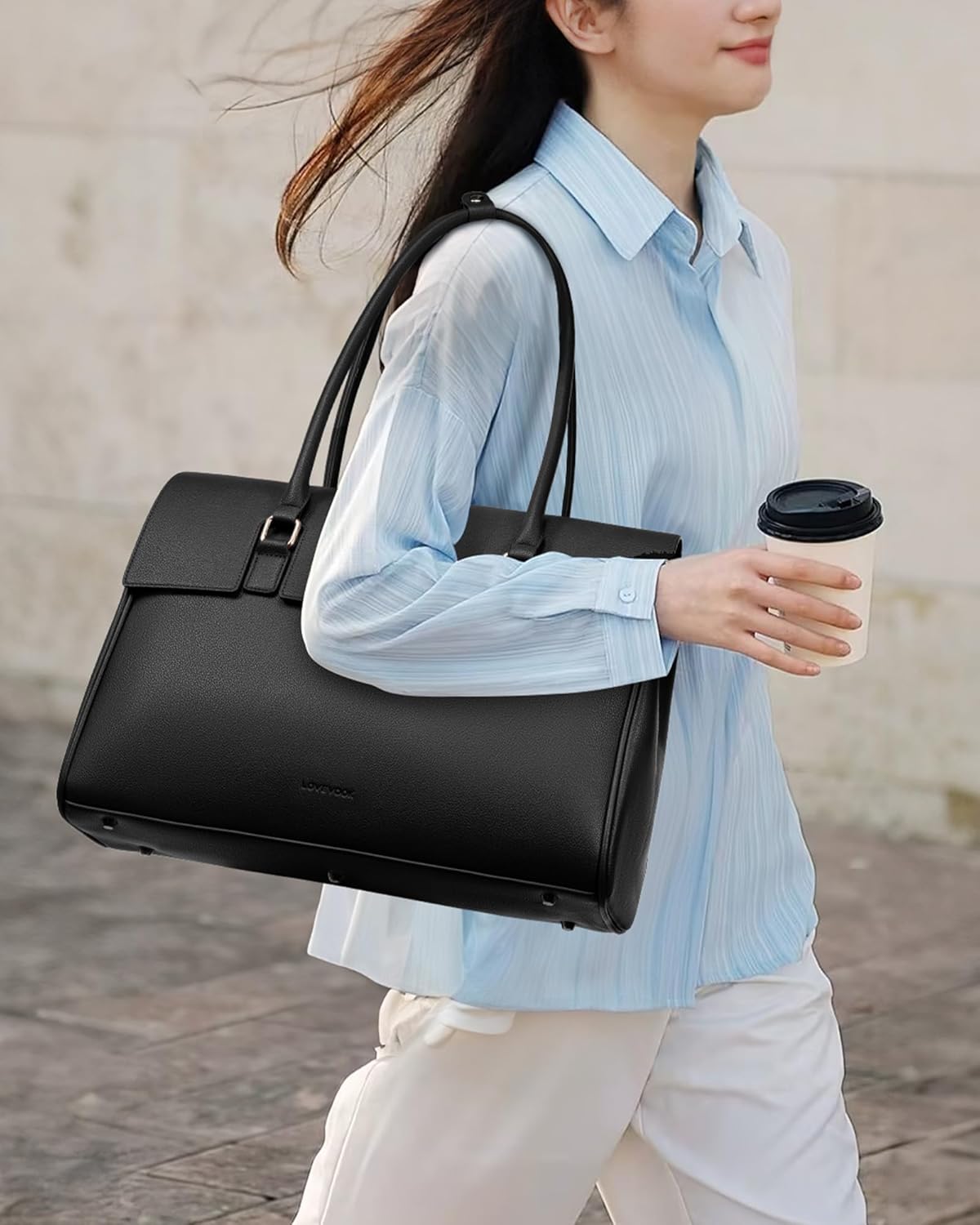 LOVEVOOK Laptop Bag for Women Work Tote Messenger Bag Waterproof Business Office Professional Handbag Shoulder Bag