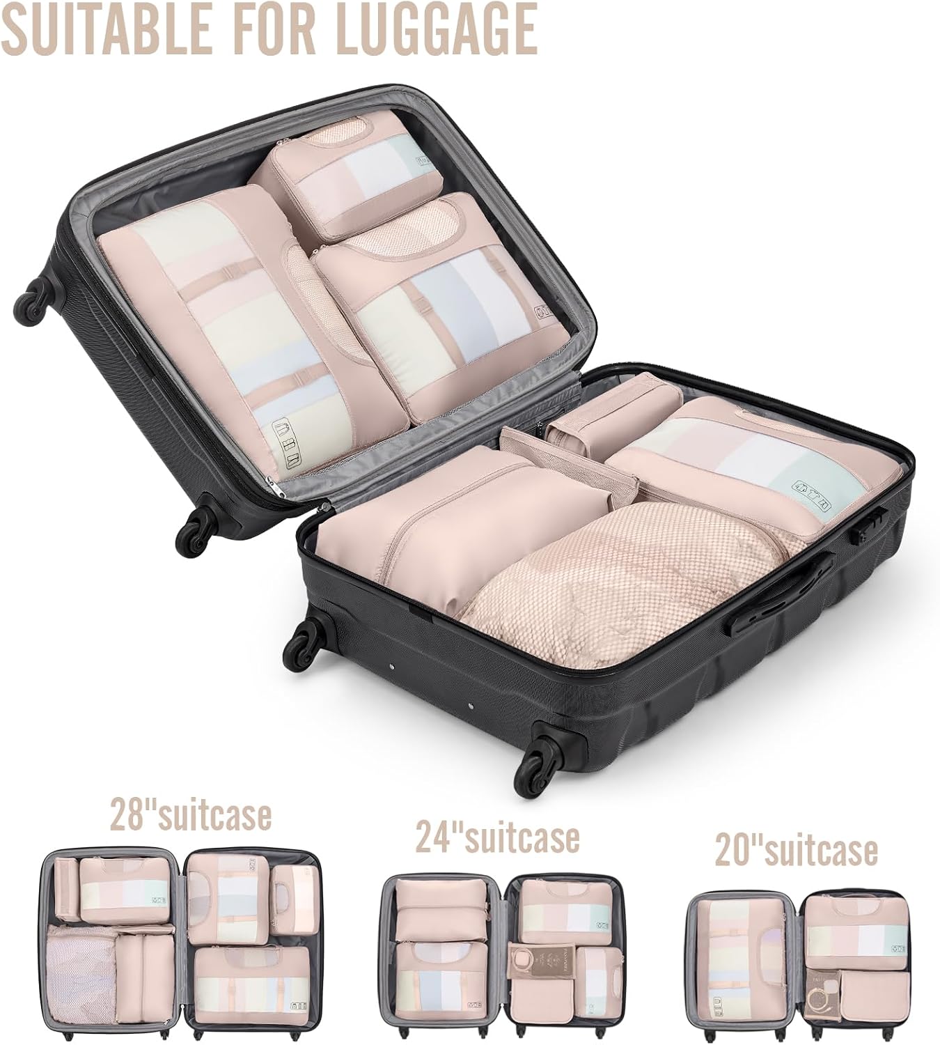 Veken 10 Set Packing Cubes for Travel, Beach Vacation Essentials Accessories for Cruise Ship