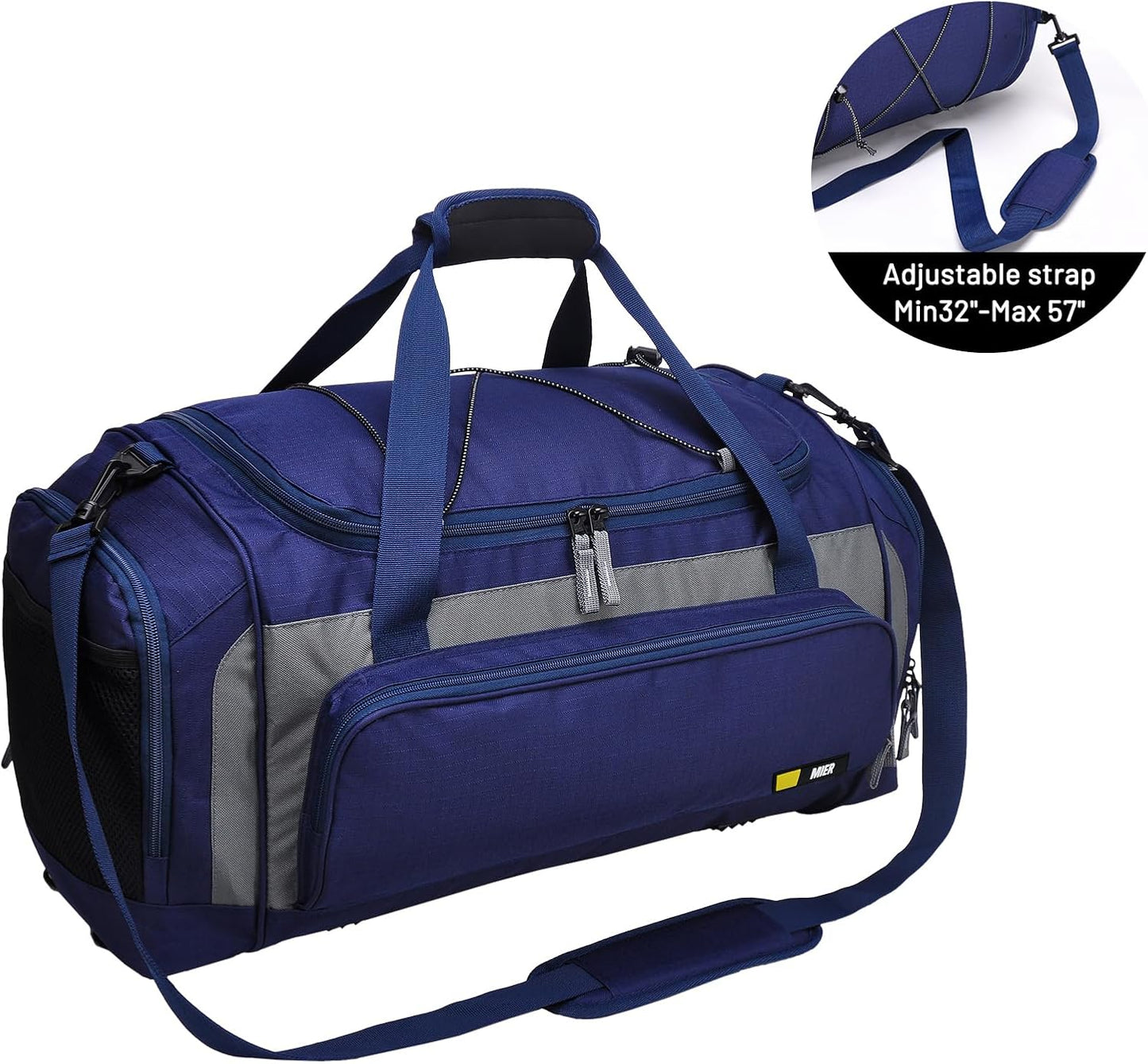 MIER Large Gym Bag for Men Sports Duffle Bag with Shoe Compartment 60L Lightweight Duffel Bags for Workout Fitness Travel