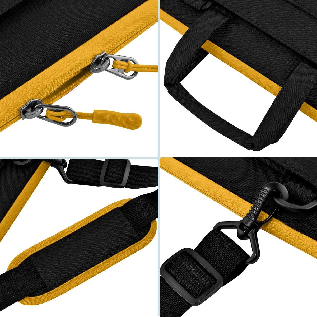Laptop Case 15.6 inch Shoulder Bag, Durable Shockproof Protective Computer Carrying Briefcase with Multi-Pockets and Strap Compatible with Most 15.6 inch Notebooks,Black yellow