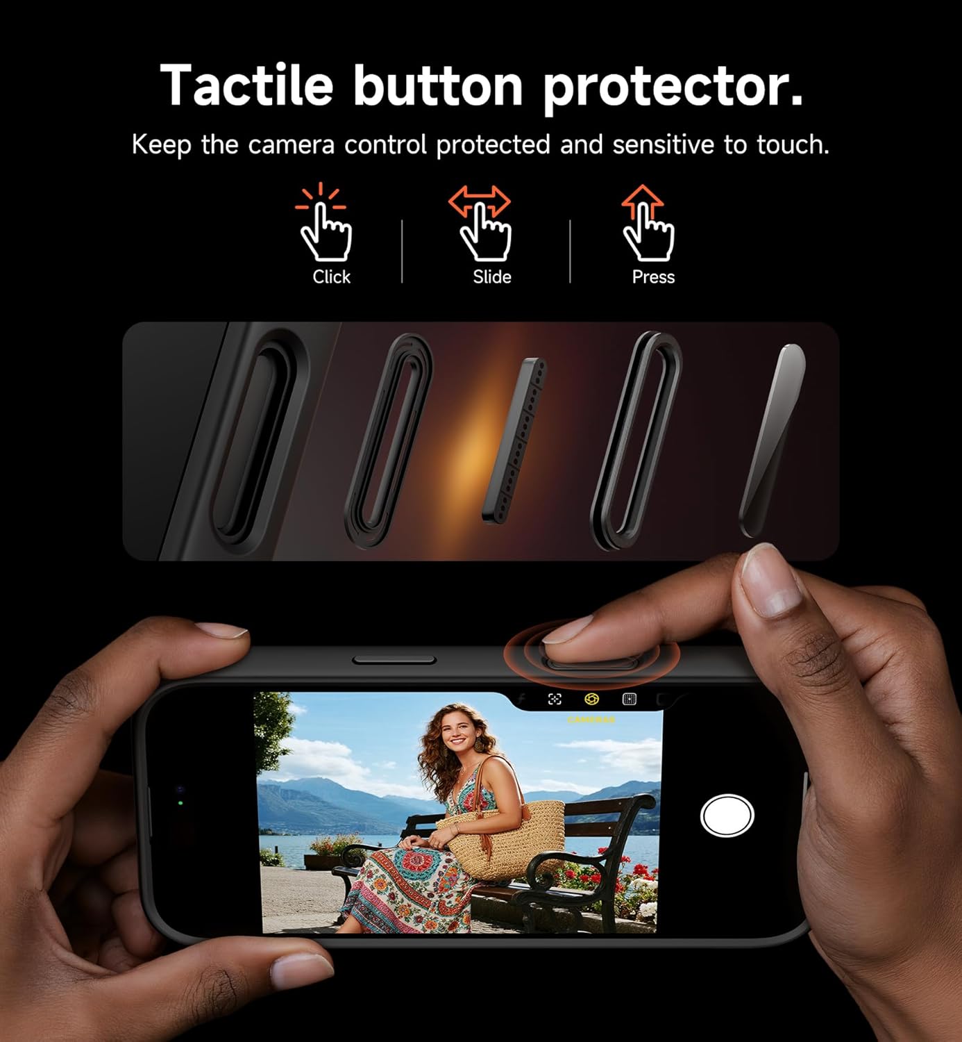 SURITCH for iPhone Air Case with Camera Control Cover, Camera Slide Cover and Adjustable Kickstand, Compatible with MagSafe, Shockproof Bumper Protective Cases for iPhone 17 Air 6.5 Inch, Black