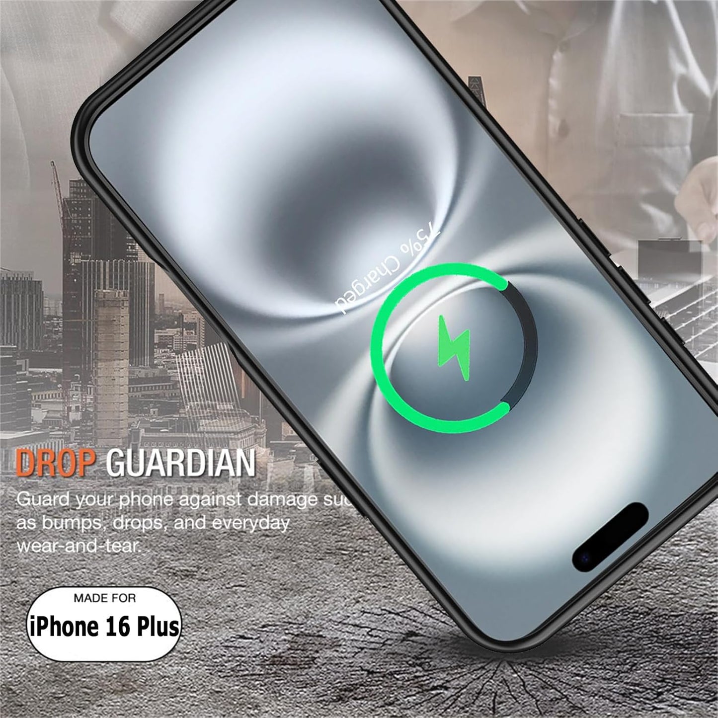 Battery Case for iPhone 16 Plus, Upgraded 12000mAh Rechargeable Portable Charging Case with Wireless Charging Compatible for iPhone 16 Plus (6.7 inch) with Carplay Battery Pack Charger Case (Black)