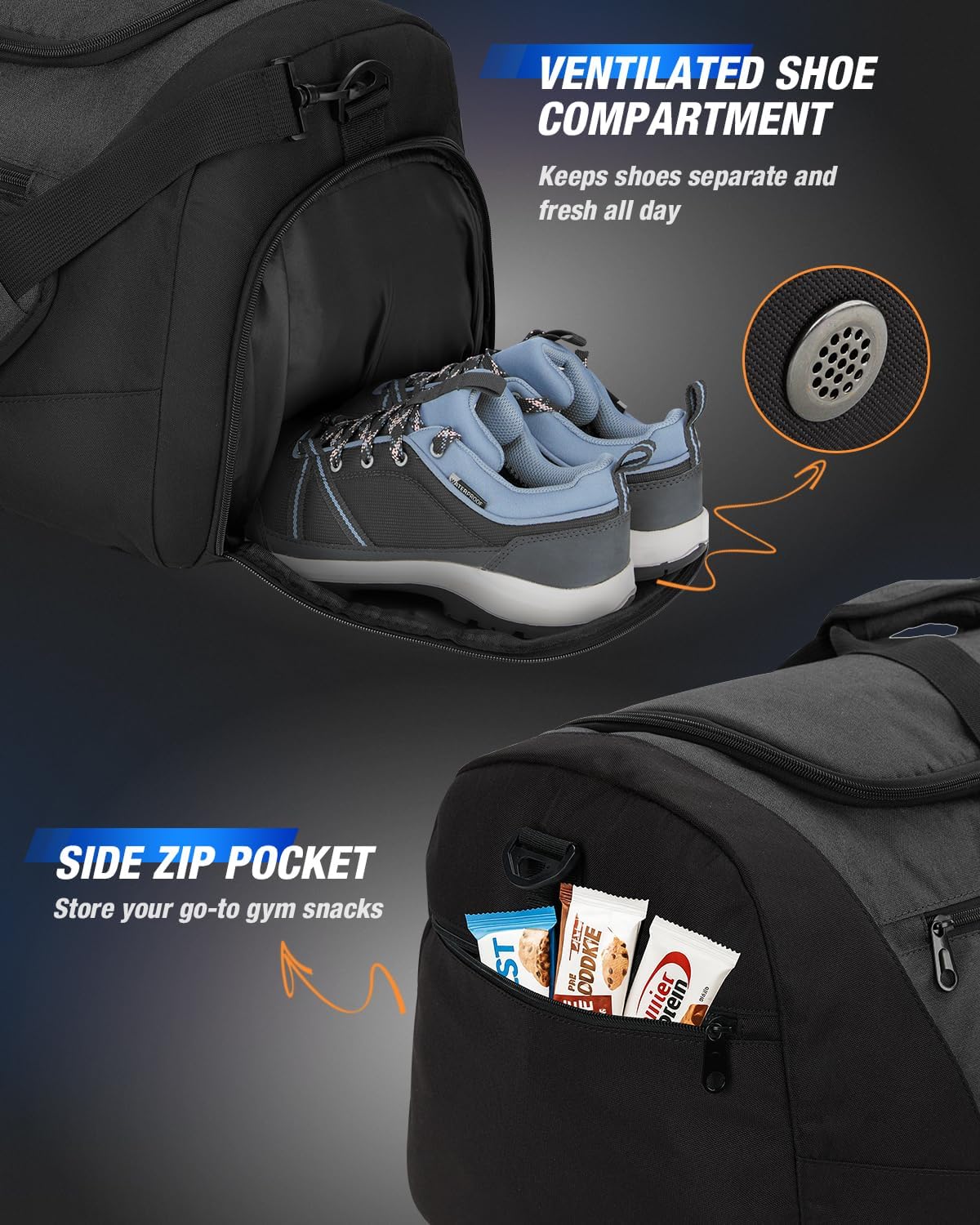 Gonex Gym Duffel Bag with Shoe Compartment Wet Pocket, Large Capacity Sports Duffle Bag for Men