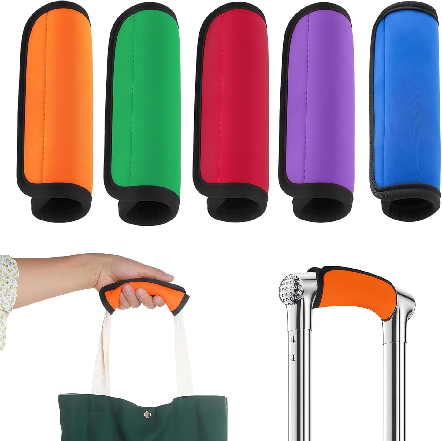 Luggage Handle Wrap 5 Pack, Luggage Tags |Handle Wraps|Handle Covers for Suitcase/Beach Bag/Backpacks, Bright Suitcase Identifiers Travel Accessories for Airplane (Assorted Colors)