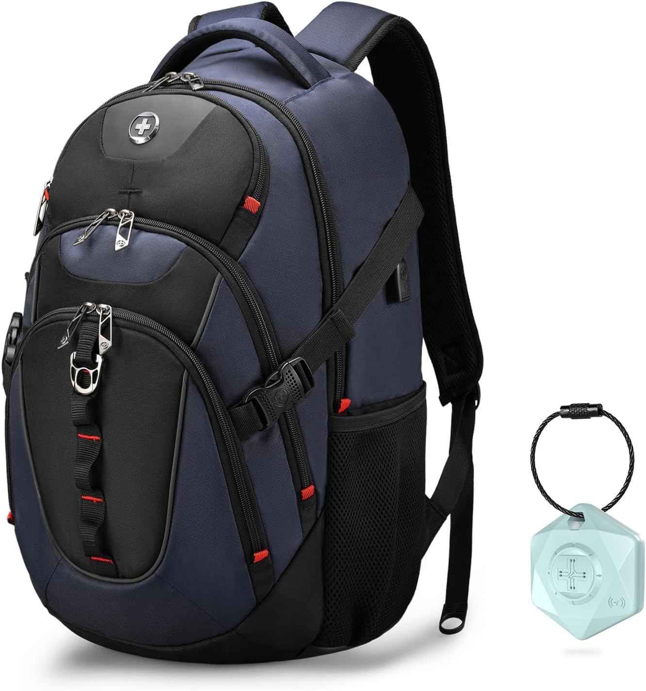 Swissdigital Design Travel Backpack for Men with Apple Find My, Laptop Backpack with USB Charging