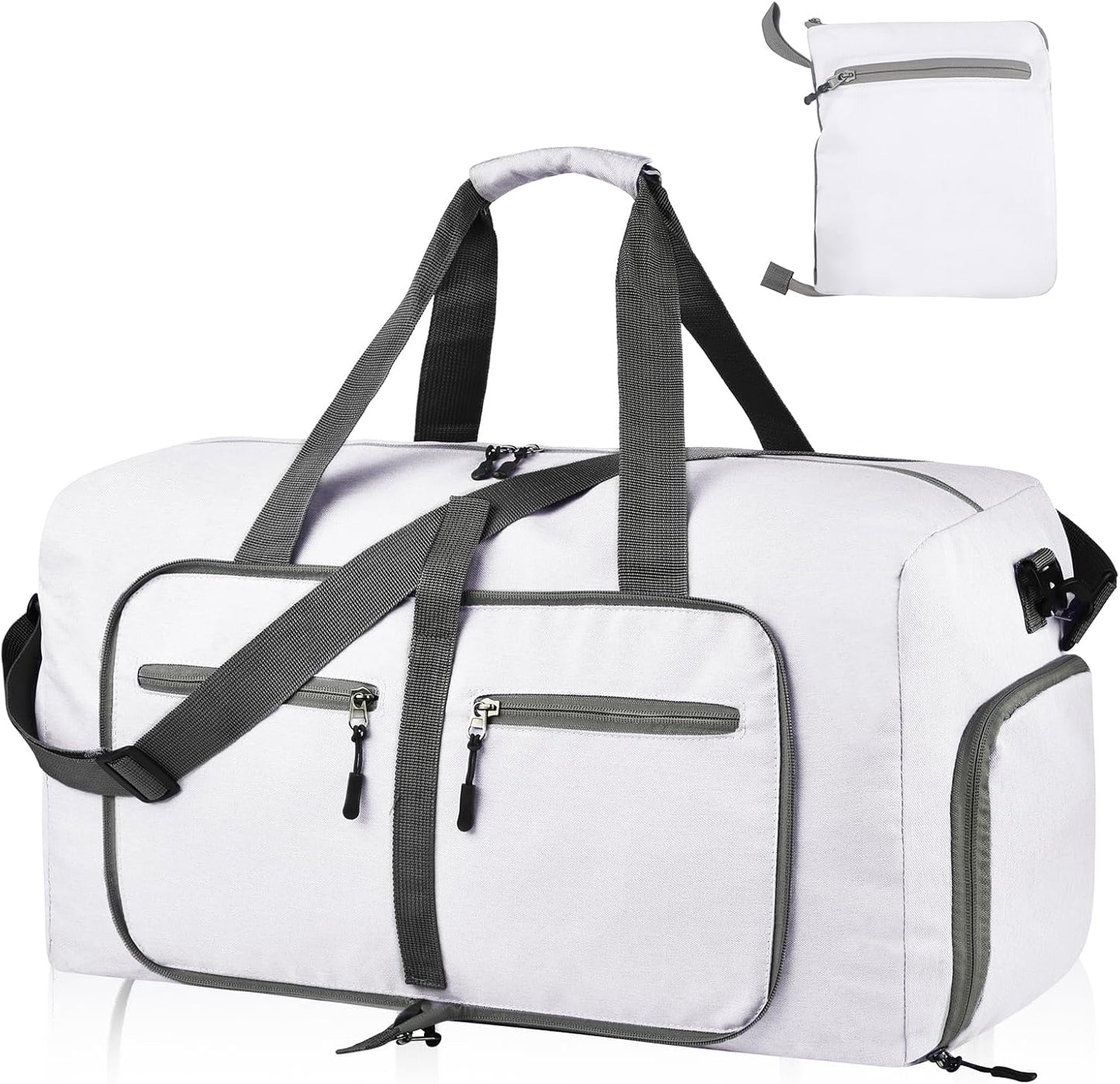 Dimayar 115L Travel Duffle Bag for Men Women - Foldable Duffel Bag with Shoes Compartment - Overnight Bags Waterproof & Tear Resistant(White)