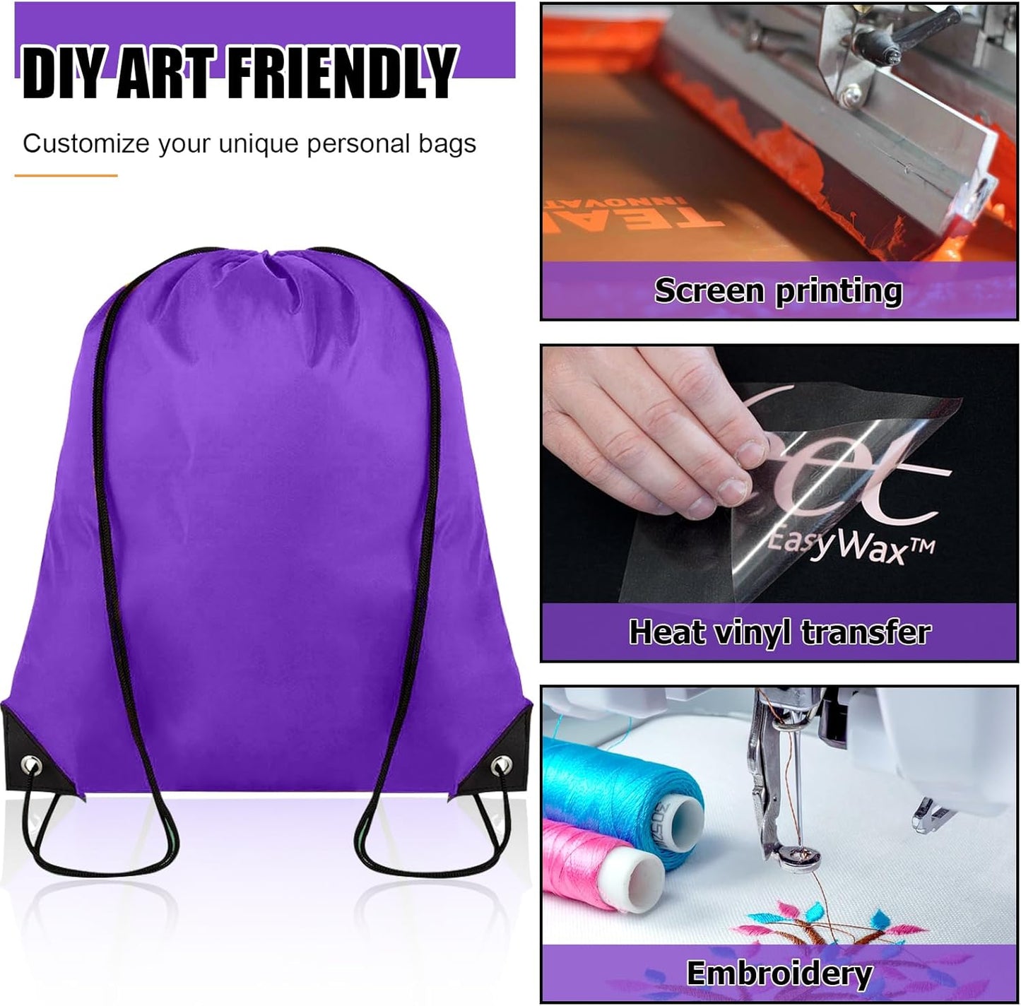 20 Pieces Drawstring Backpack Bulk Cinch Sackpack Ployster Drawstring Bags for Gym Party