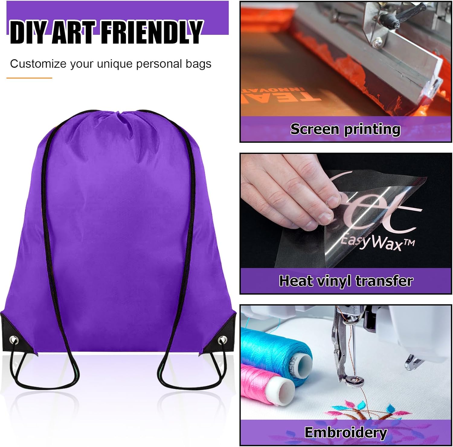 20 Pieces Drawstring Backpack Bulk Cinch Sackpack Ployster Drawstring Bags for Gym Party