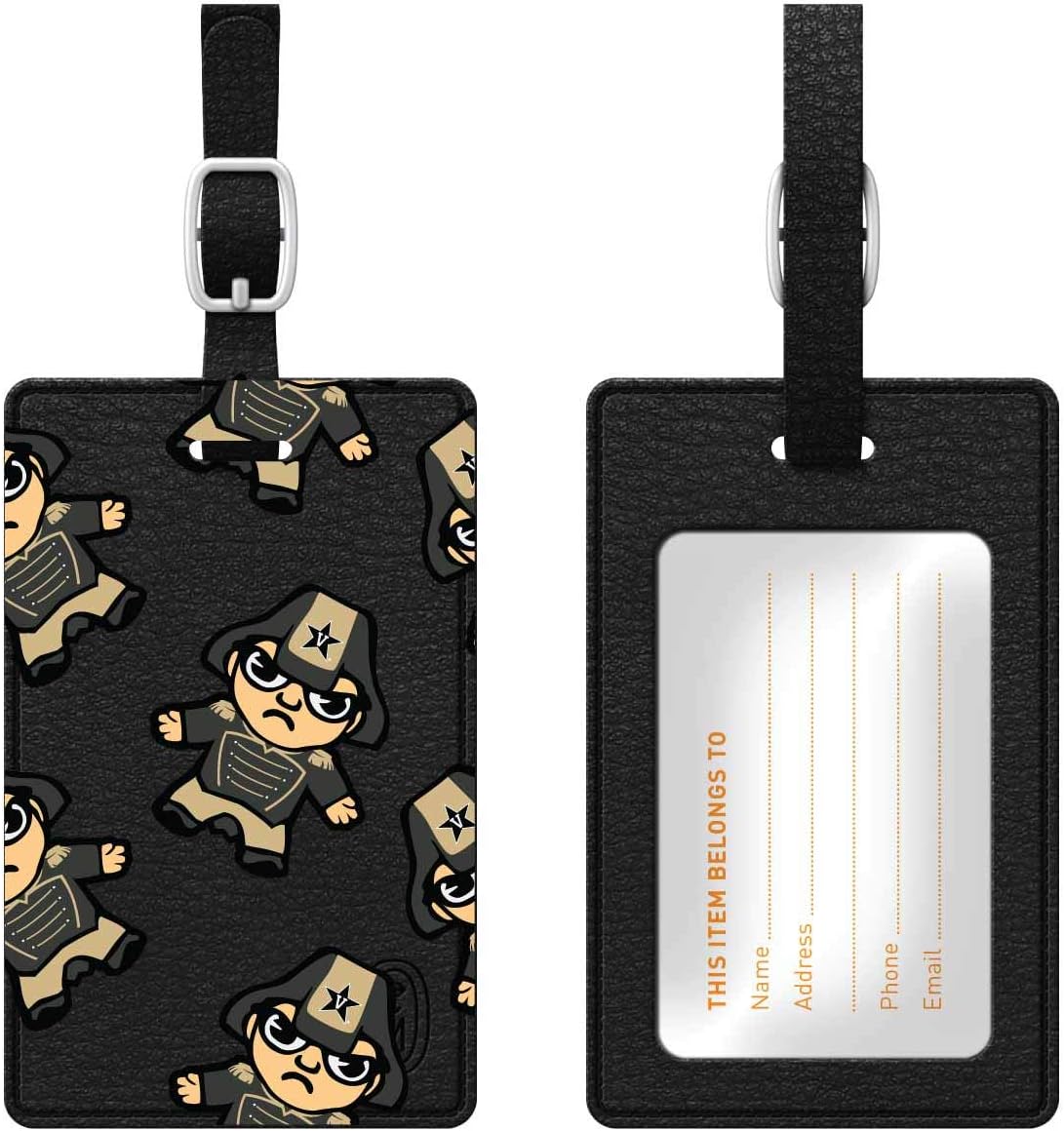 OTM Essentials Vanderbilt University Faux Leather Luggage Tag, Durable Travel Accessories with Adjustable Strap and ID Card, Tokyodachi Mascot B