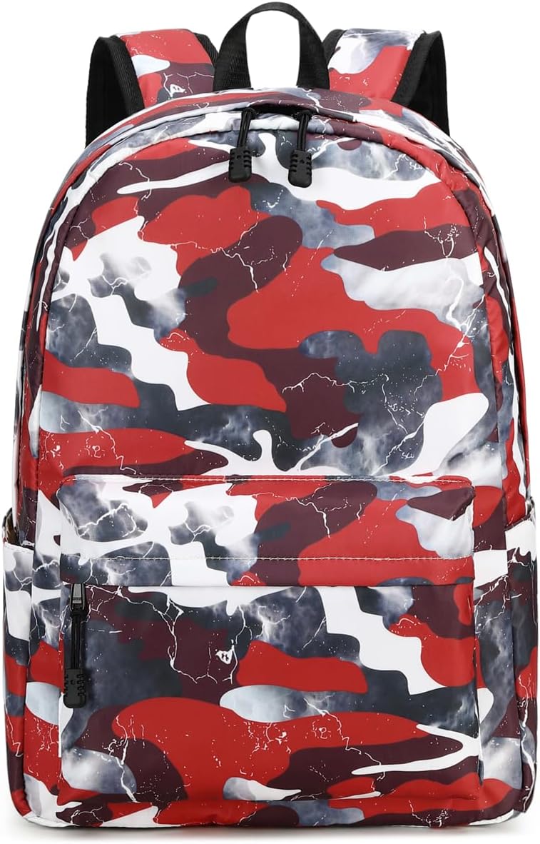 Lmwzh Backpack For Boys Girls Elementary Waterproof teen School Bags Kids Bookbag Lightweight Camo Red