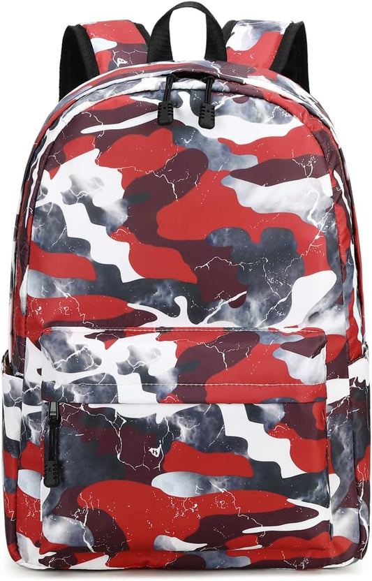 Lmwzh Backpack For Boys Girls Elementary Waterproof teen School Bags Kids Bookbag Lightweight Camo Red